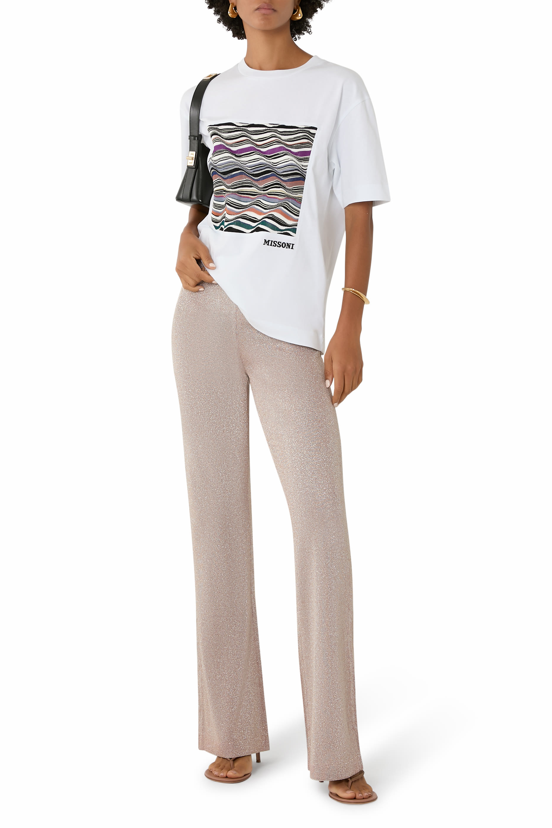 Lamé Straight Long Pants