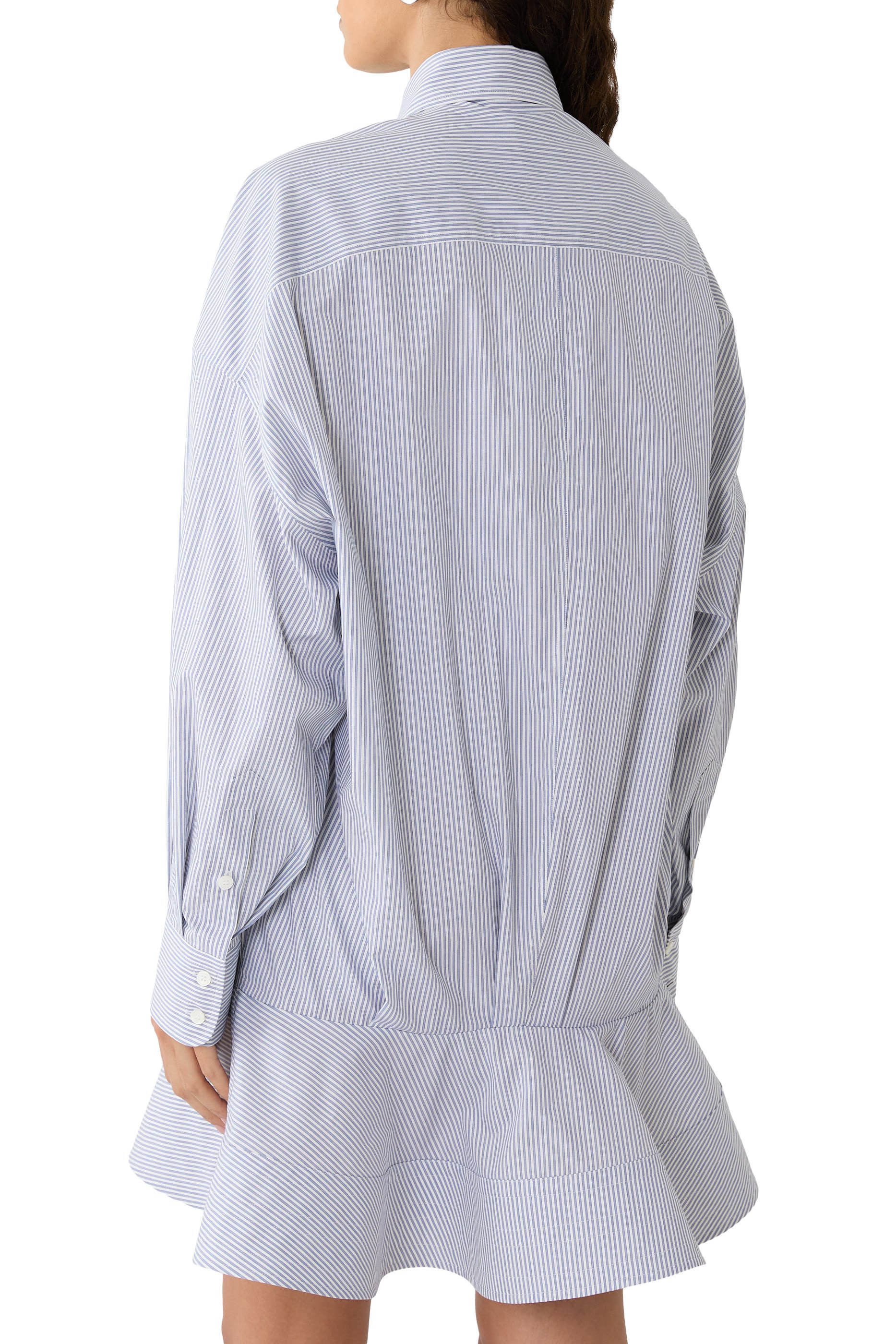 Poplin Peplum Piqu&eacute; Shirt Dress 
