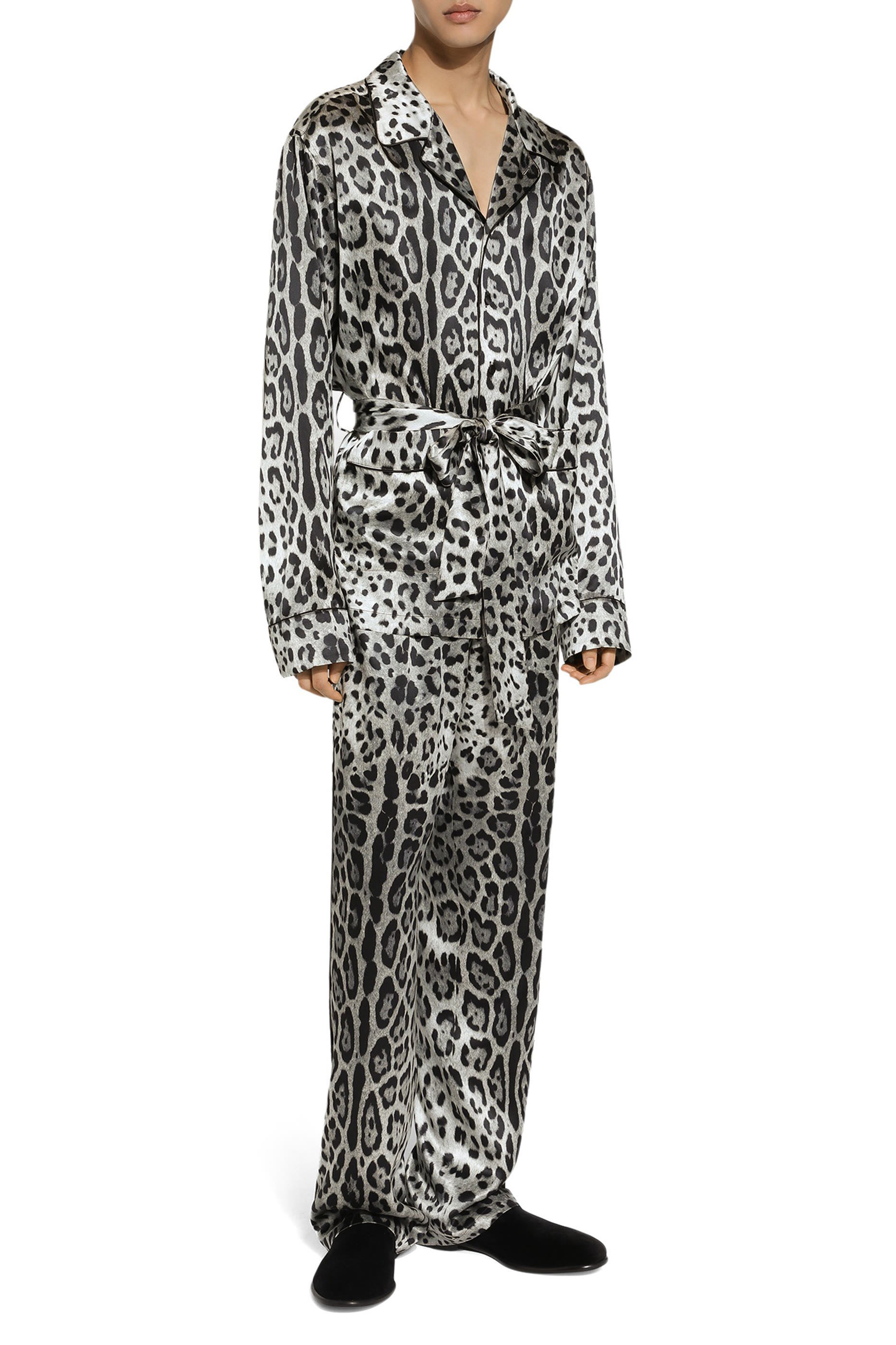 Leopard-Print Satin Pants