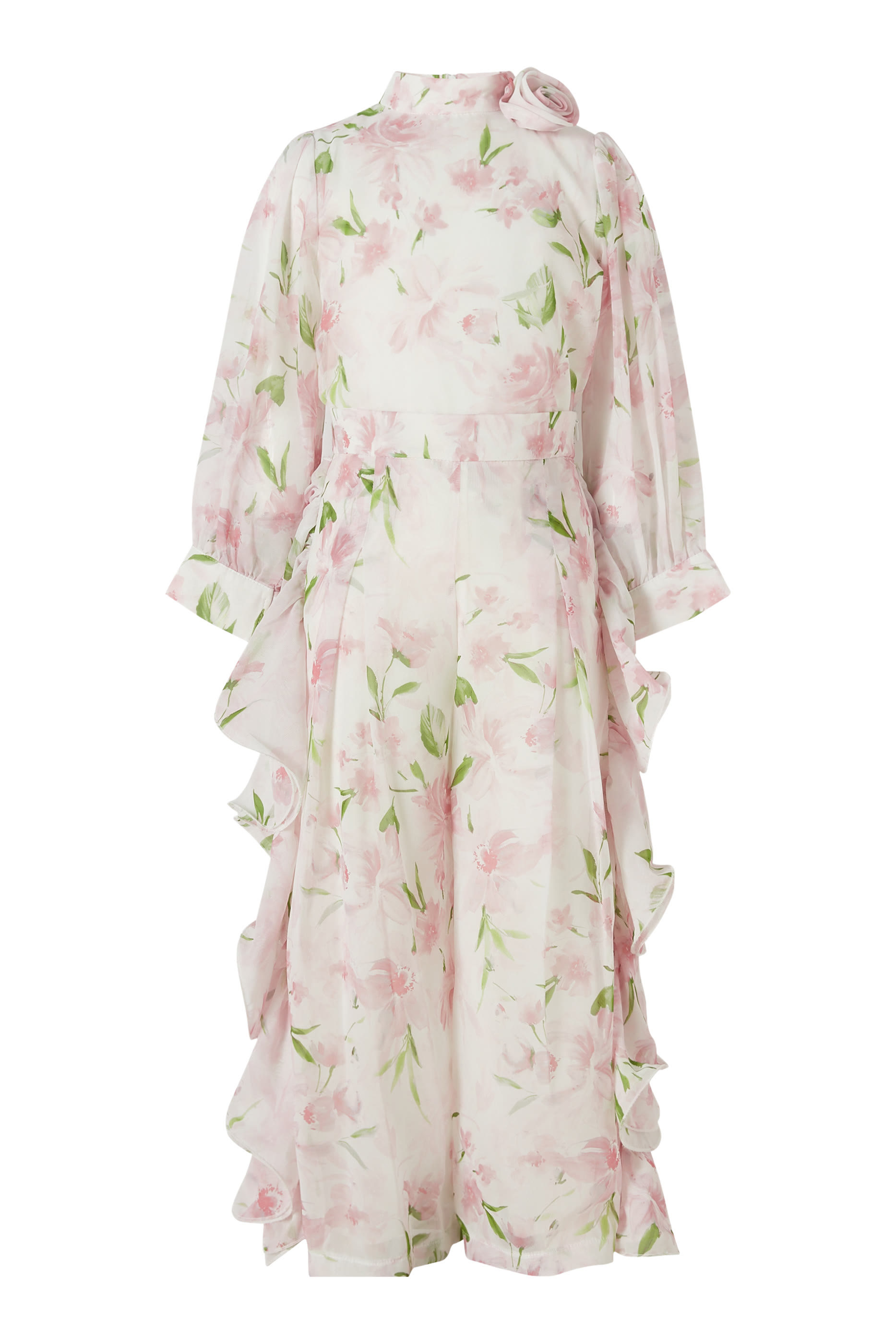 Kids Ruffled Floral-Print Pants
