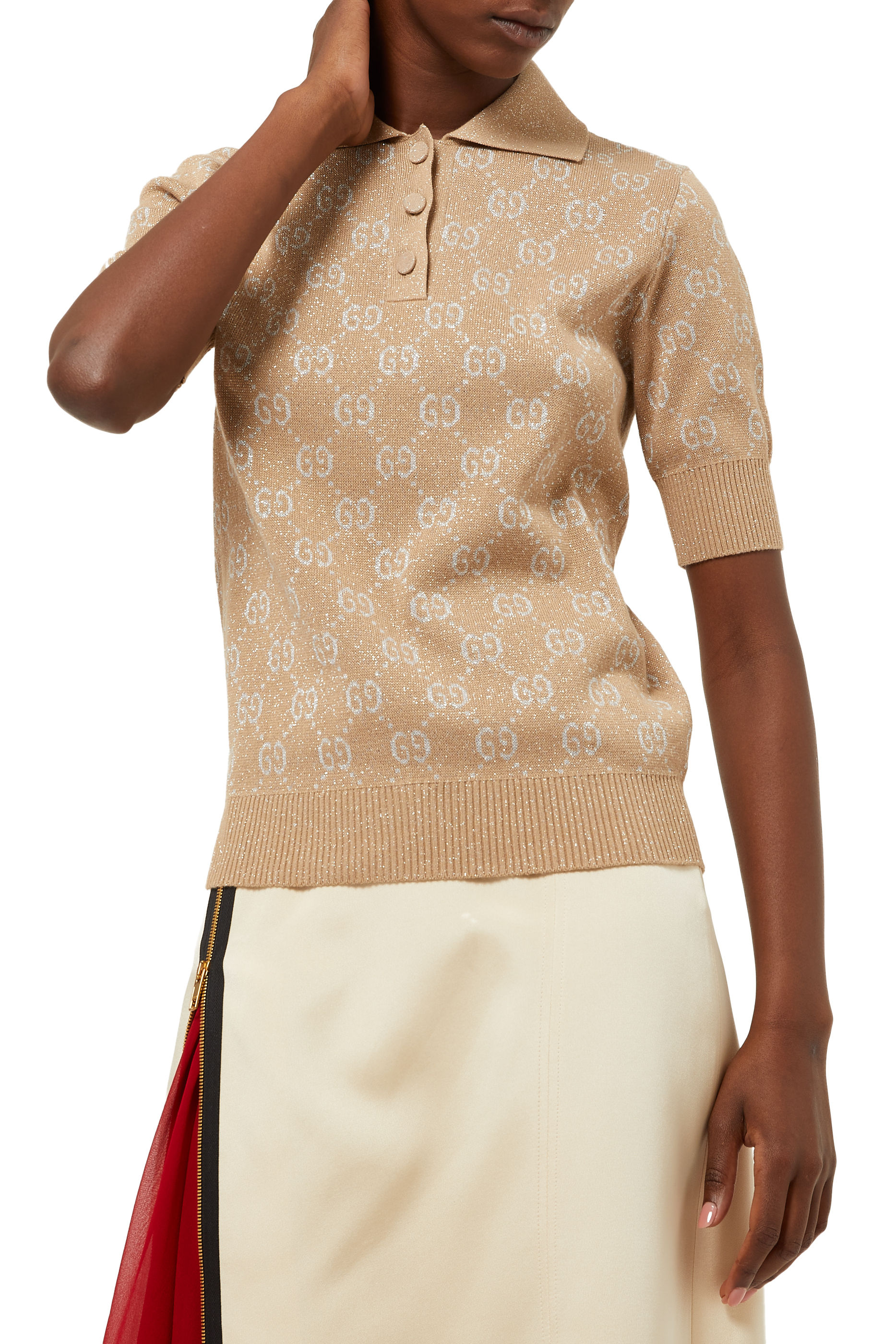 Lam&eacute; GG Jacquard Knit Polo