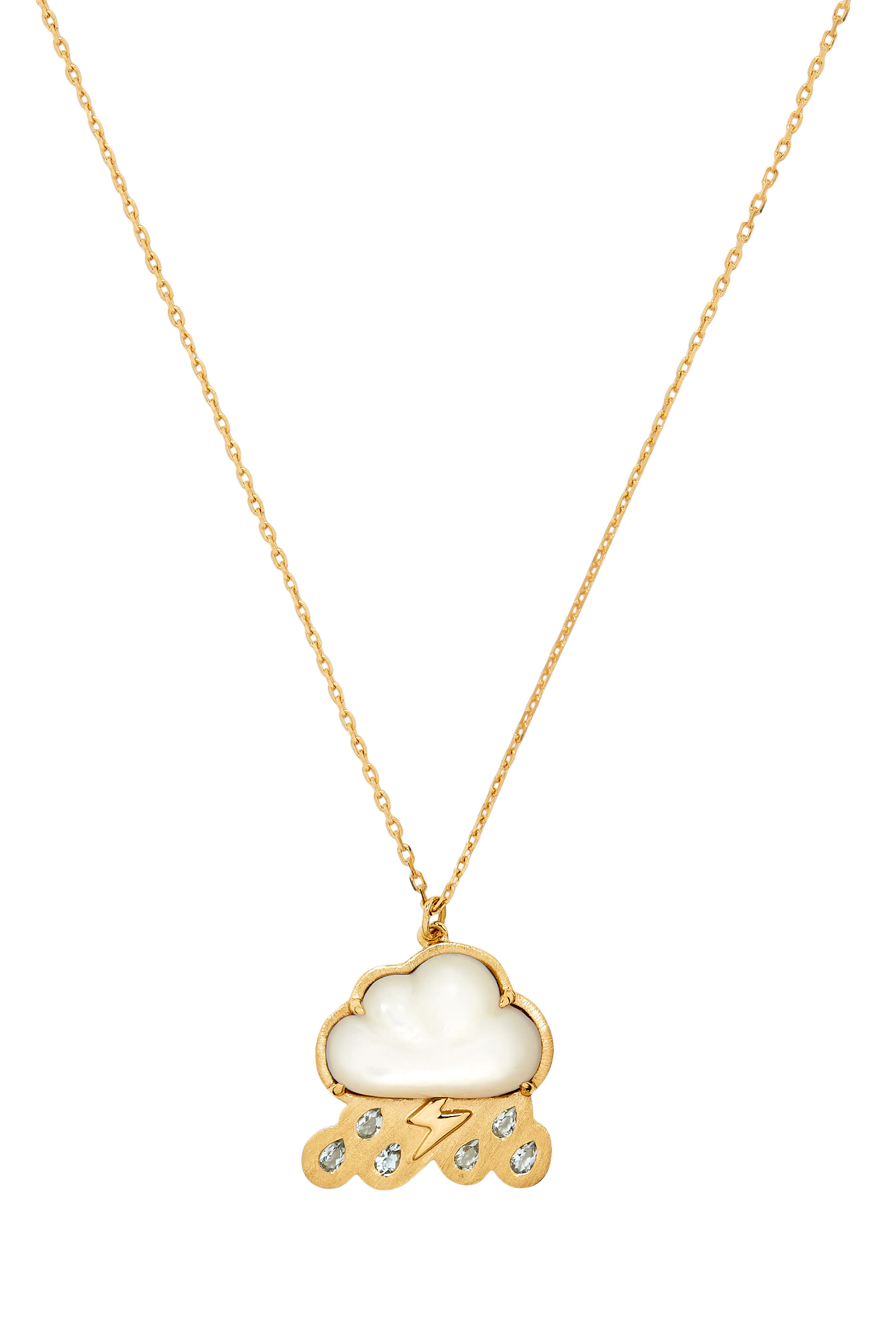 Cloud Brushed Charm, 18K Yellow Gold & Mother of Pearl