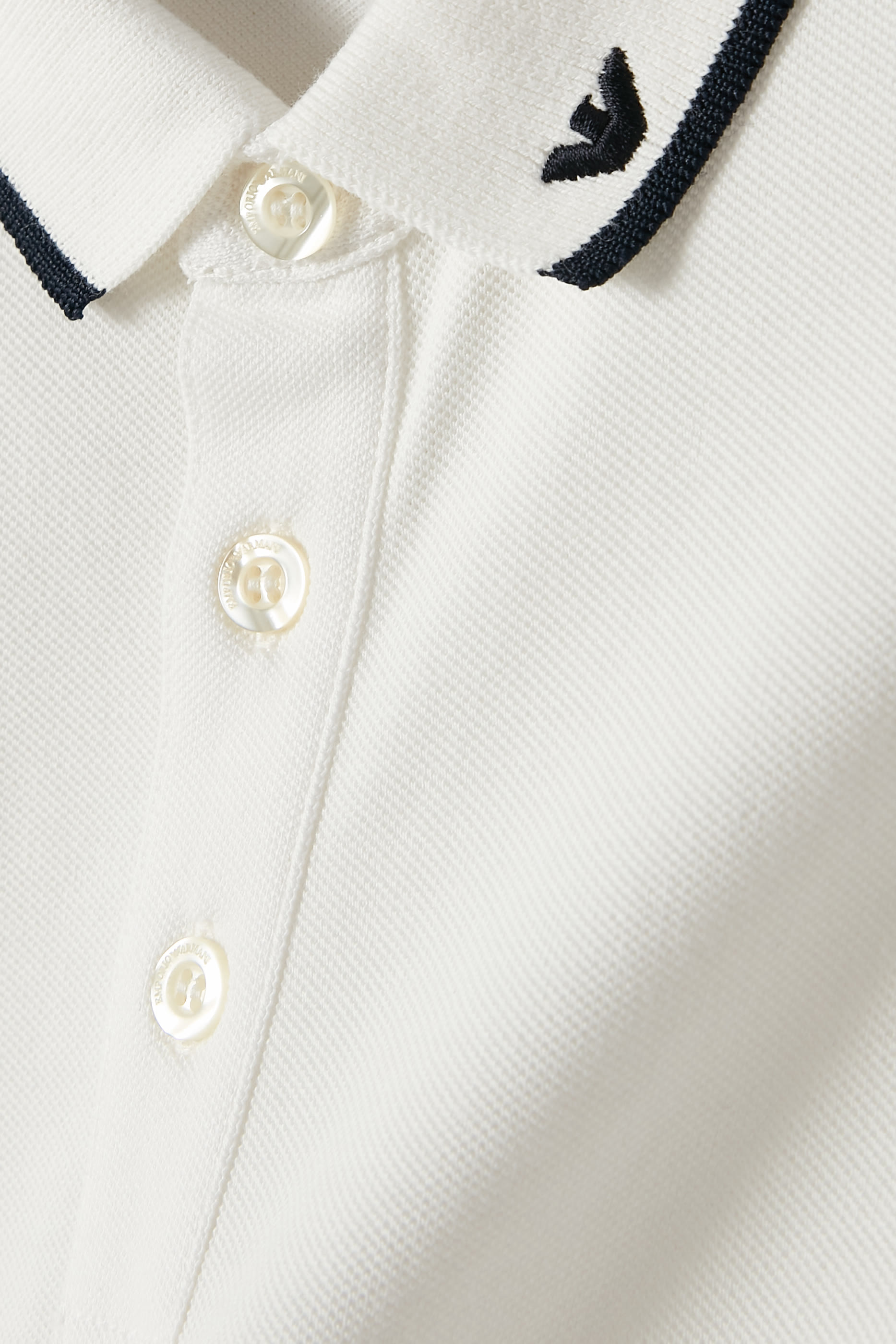 Kids Short-Sleeved Polo with Eagle Logo on Collar