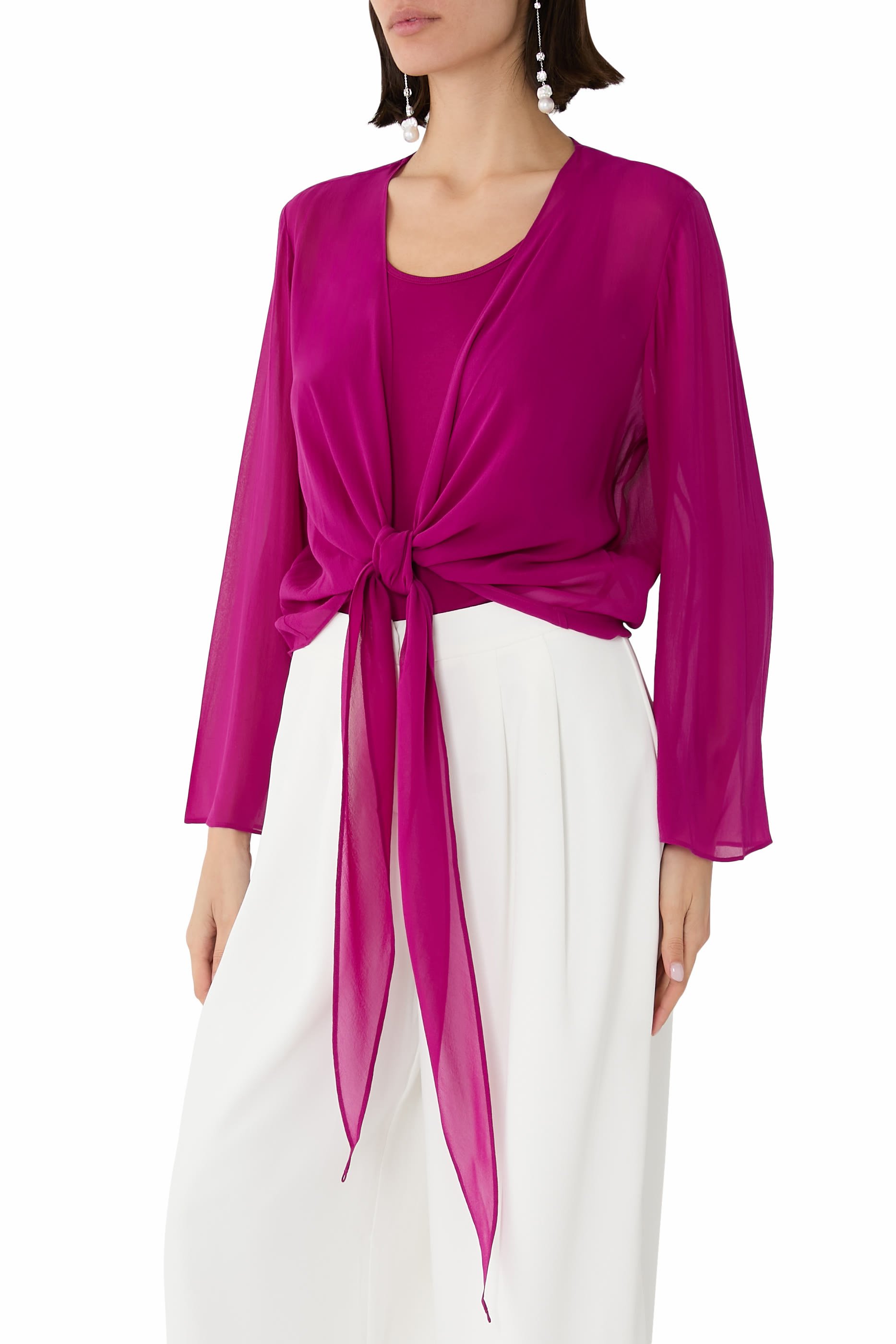 Sheer Silk Georgette Tie Jacket