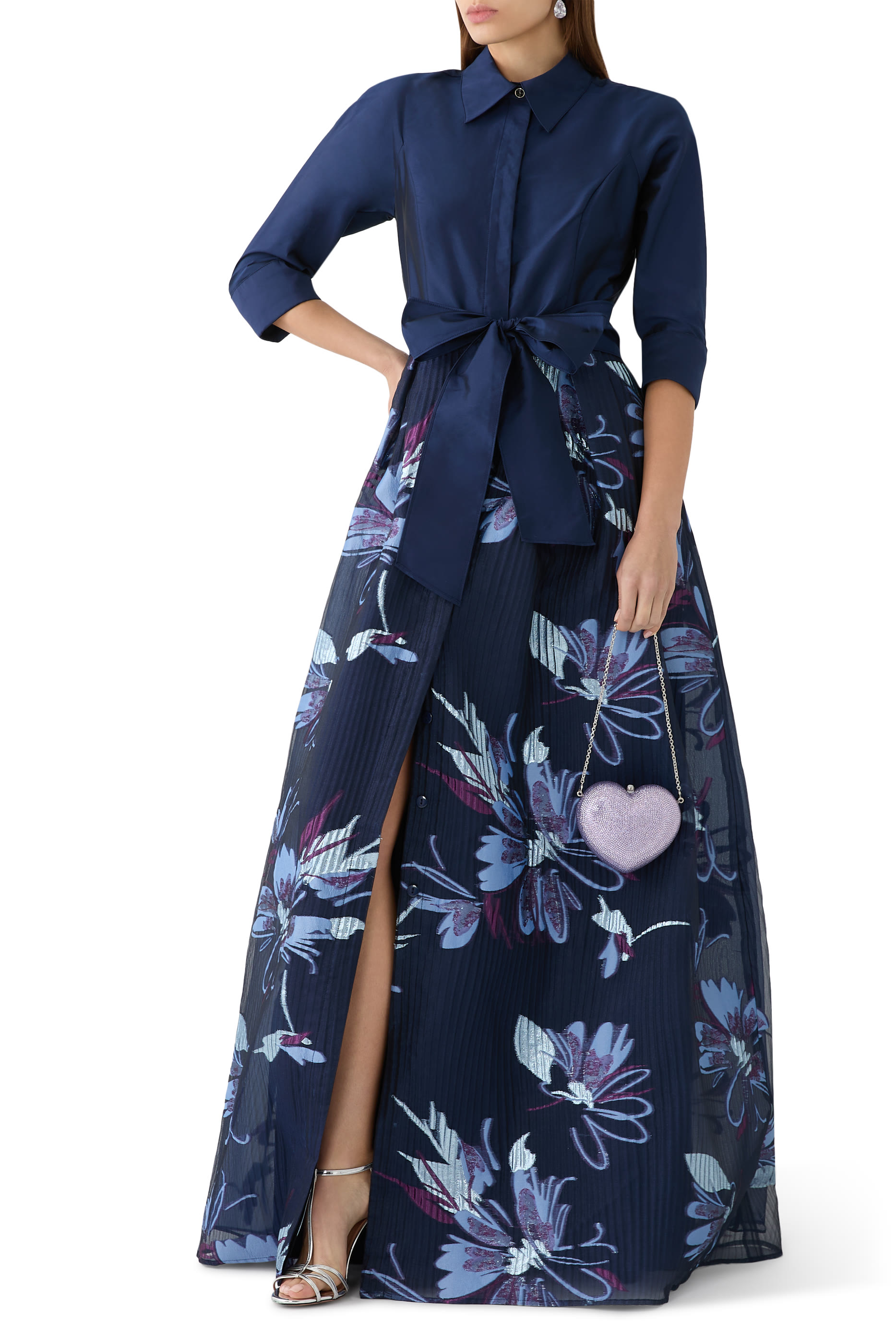  Taffeta Textured Floral Organza Gown