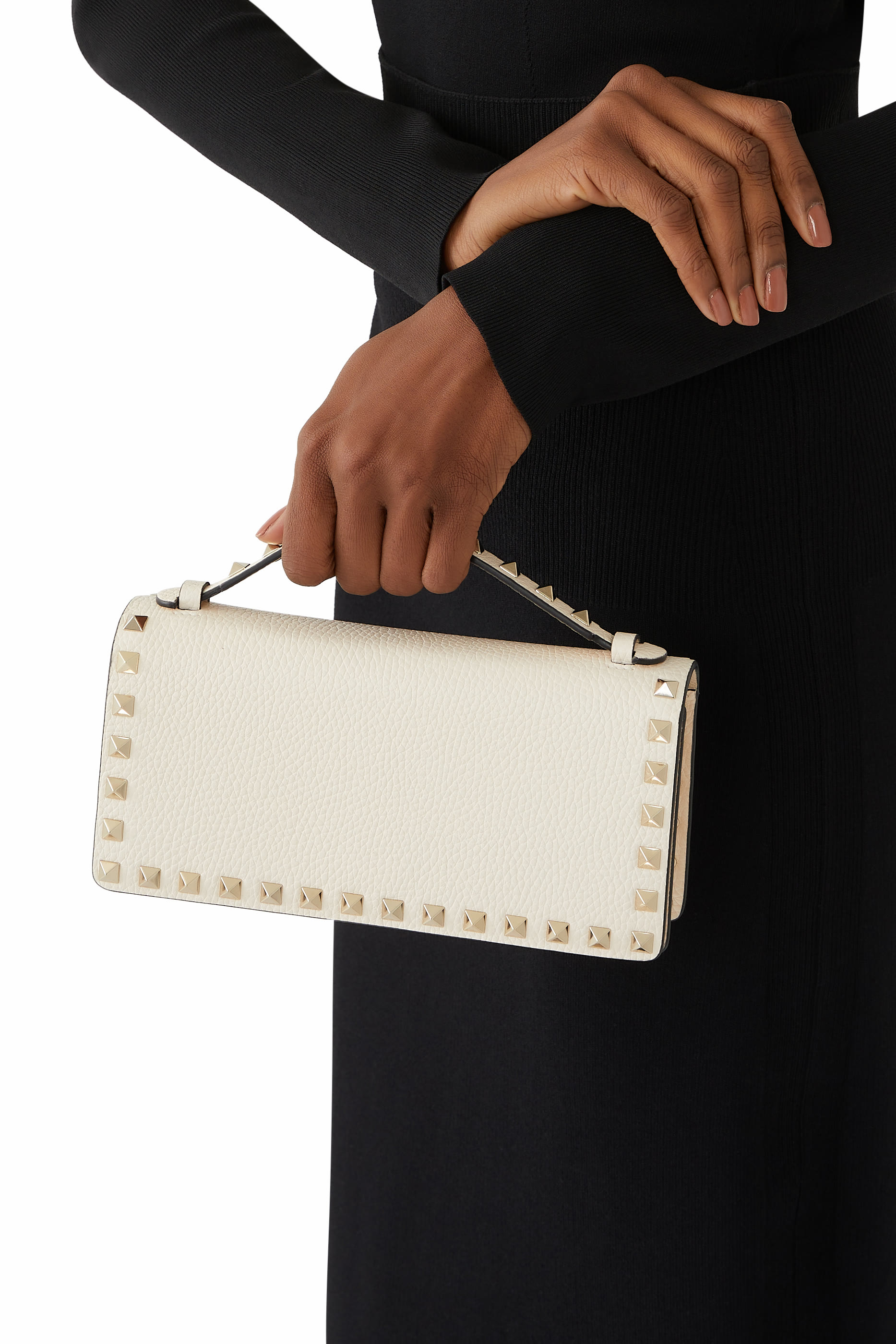 Rockstud Leather Wallet on Chain