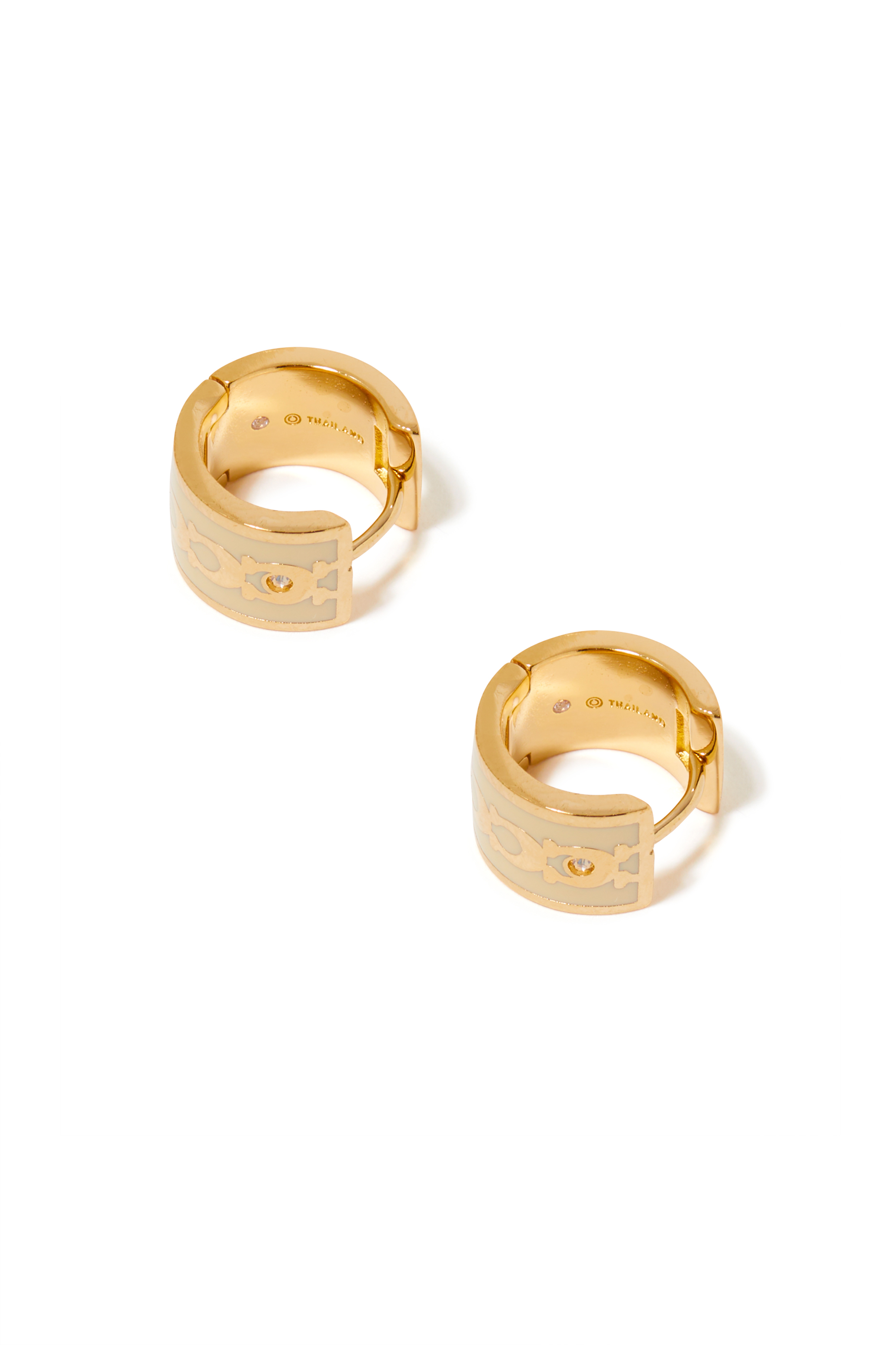 Enamel C Signature Huggie Earrings