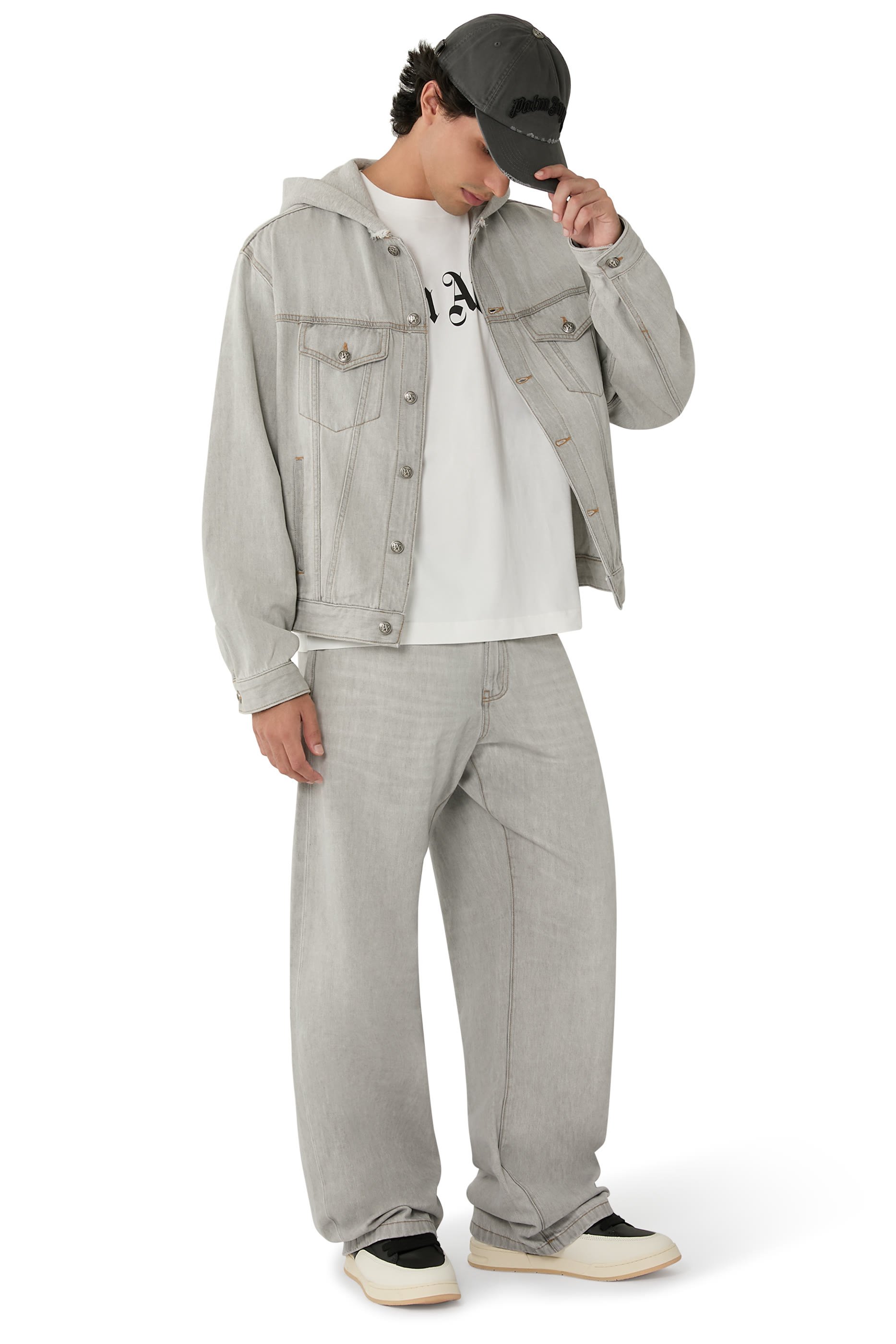 Curved Logo Loose Denim Pants