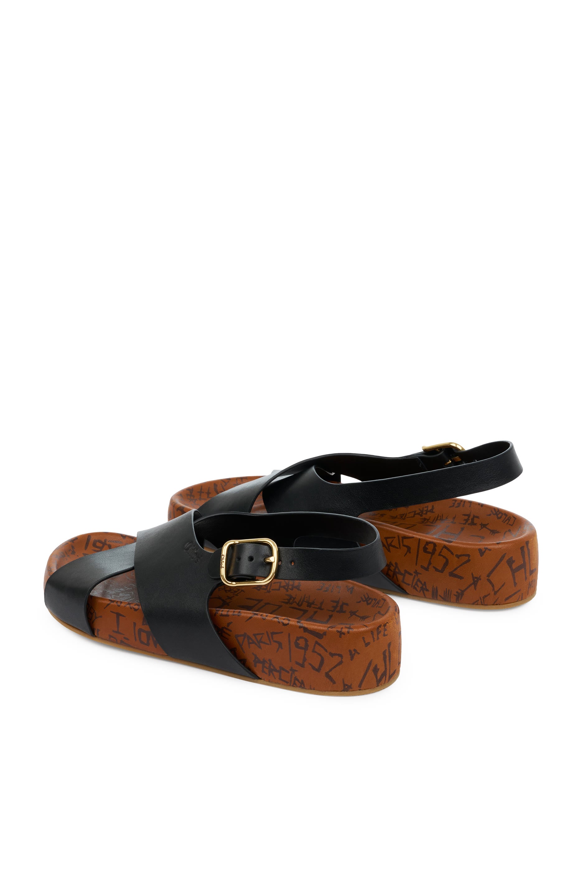 Wood-Effect Flat Sandals