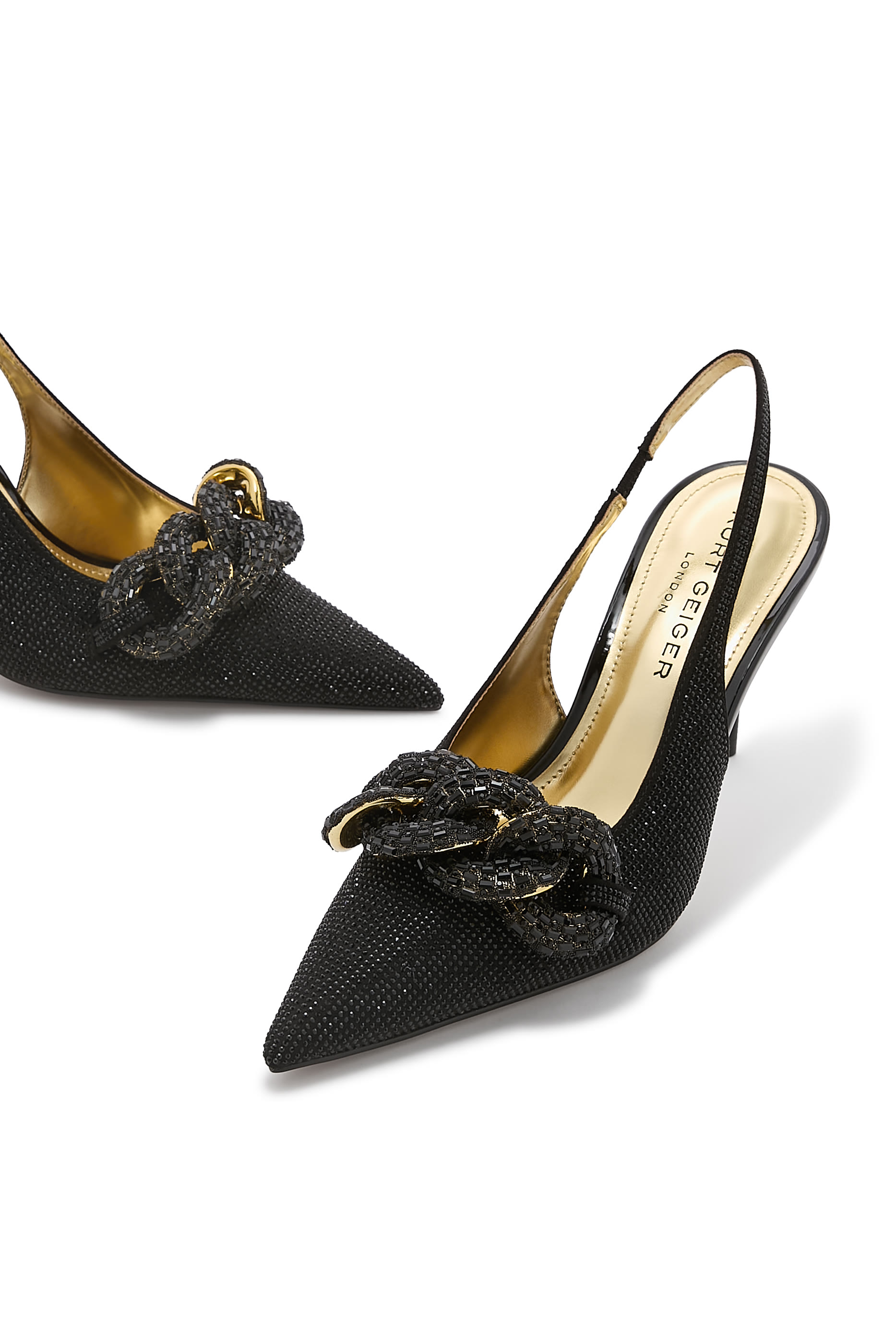 Crystal Chain 85 Slingback Pumps