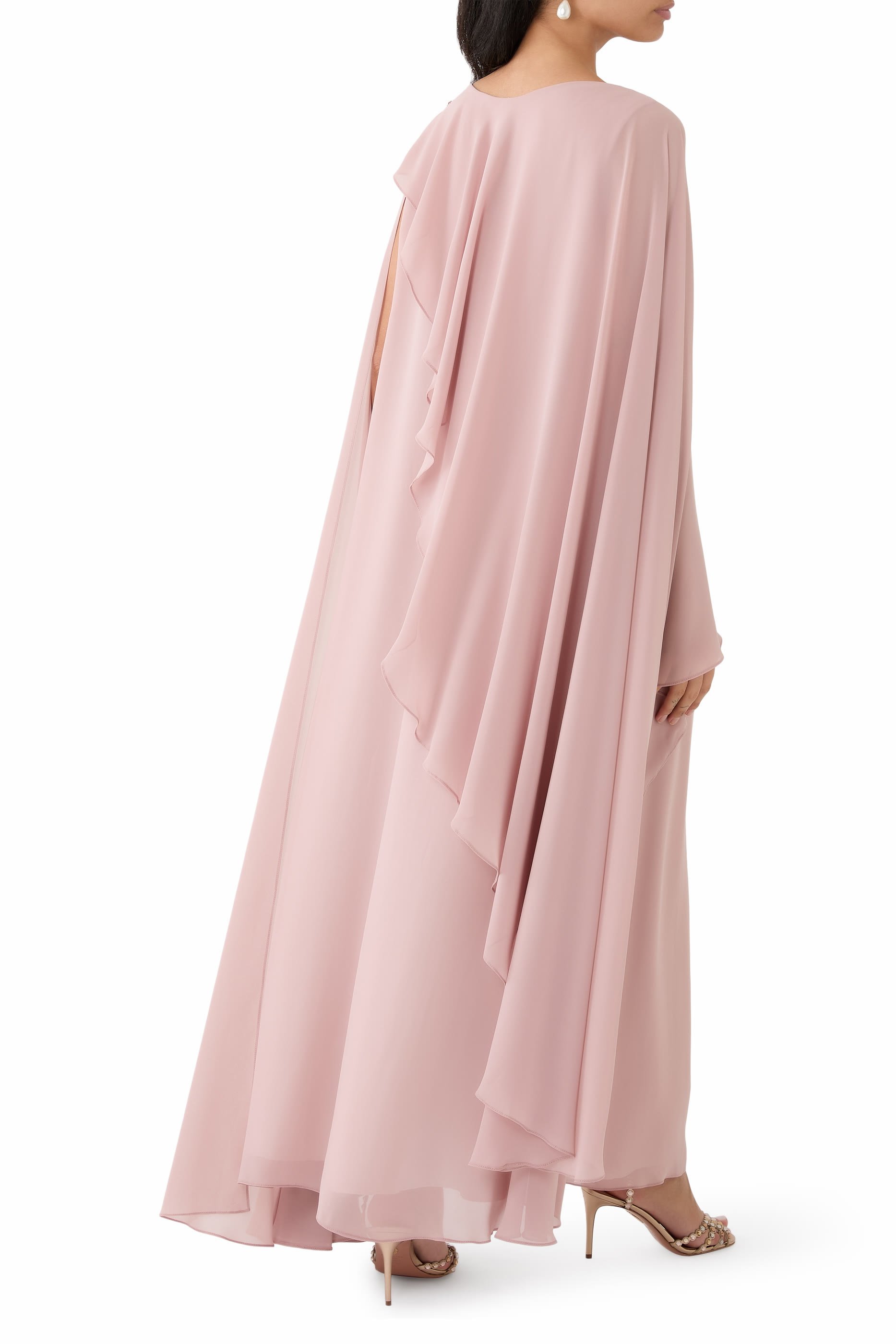 Cap Sleeves Drape Dress