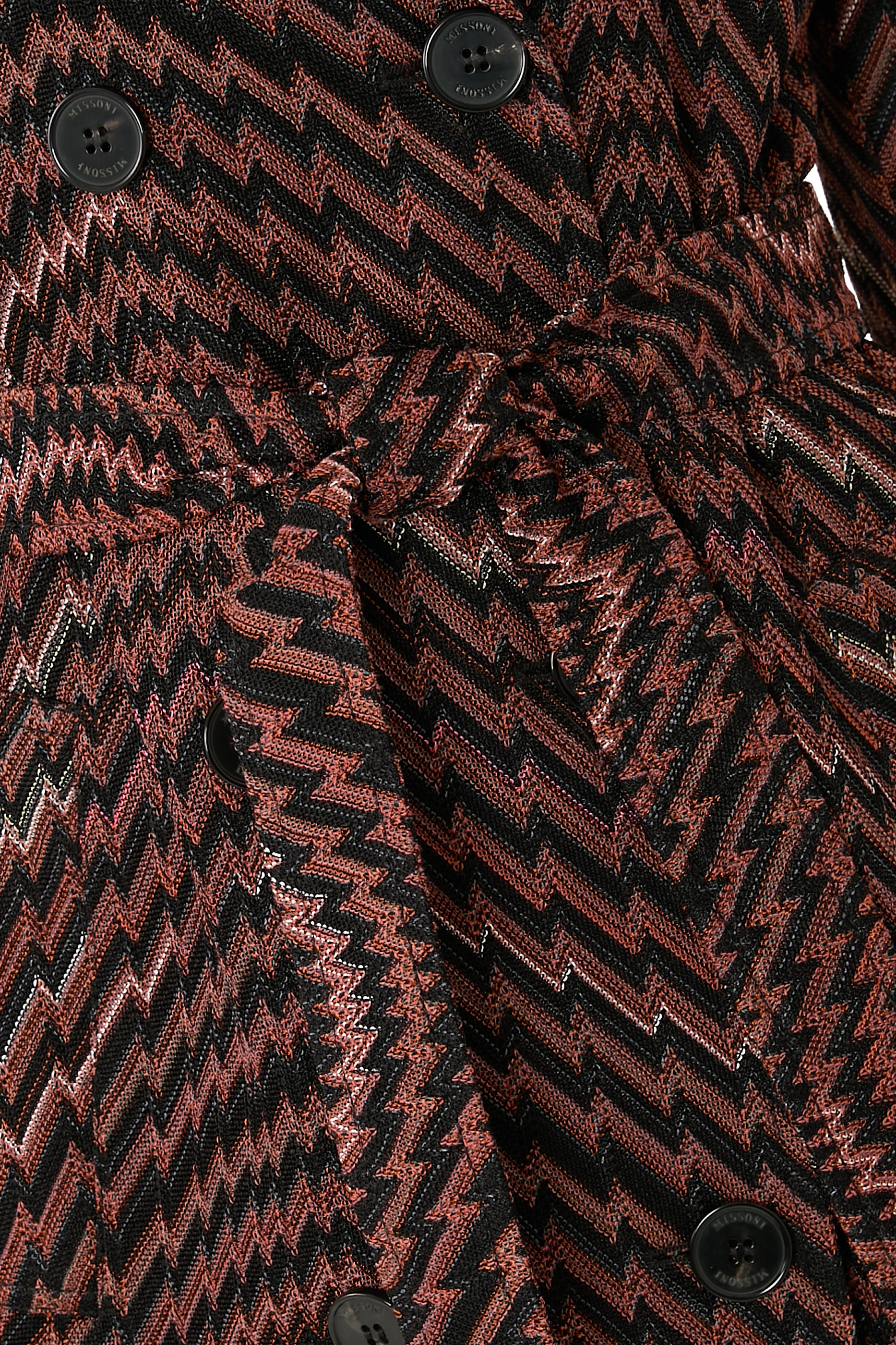 Wavy Zigzag Pattern Double-Breasted Trench Coat