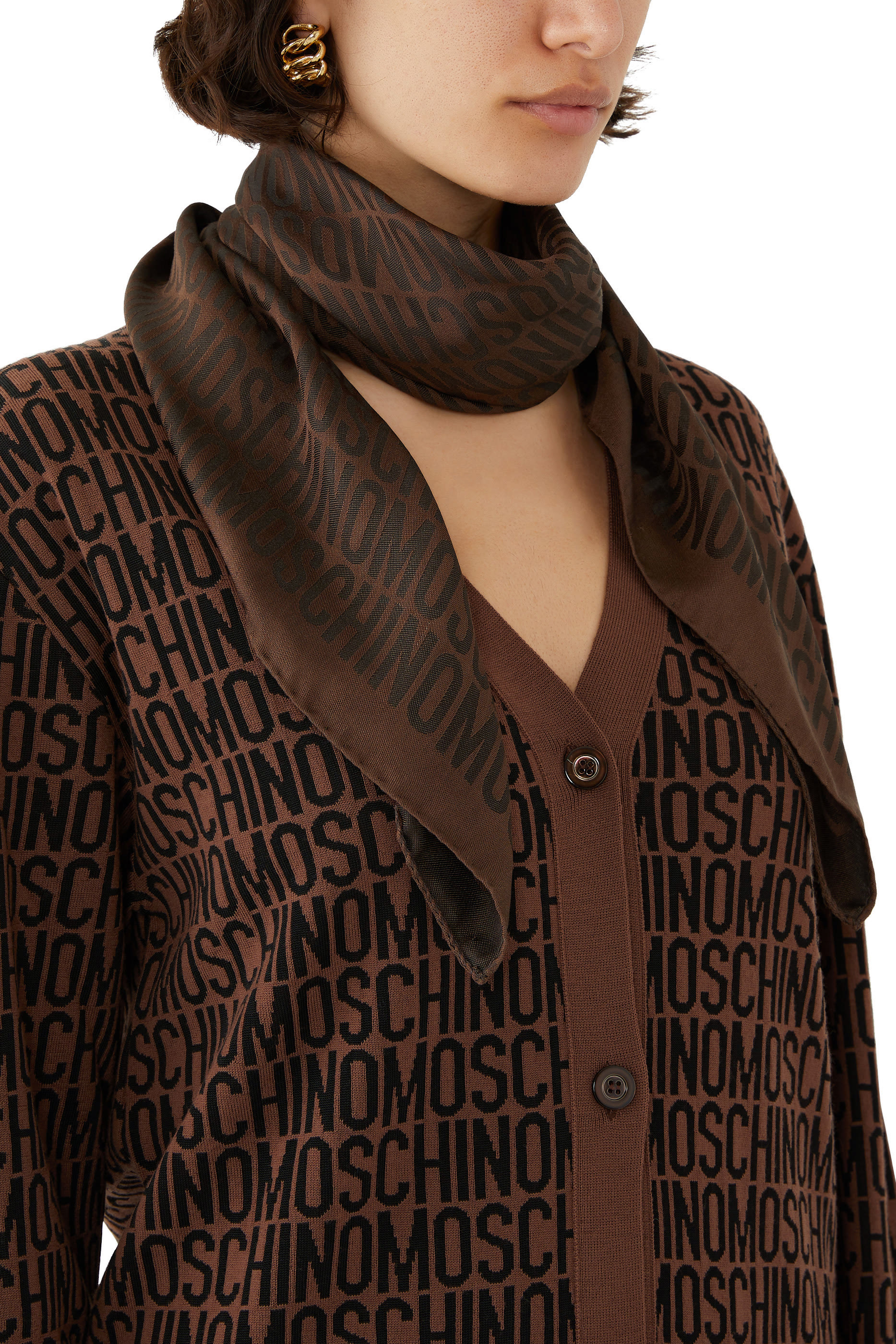 Jacquard Logo Silk Scarf
