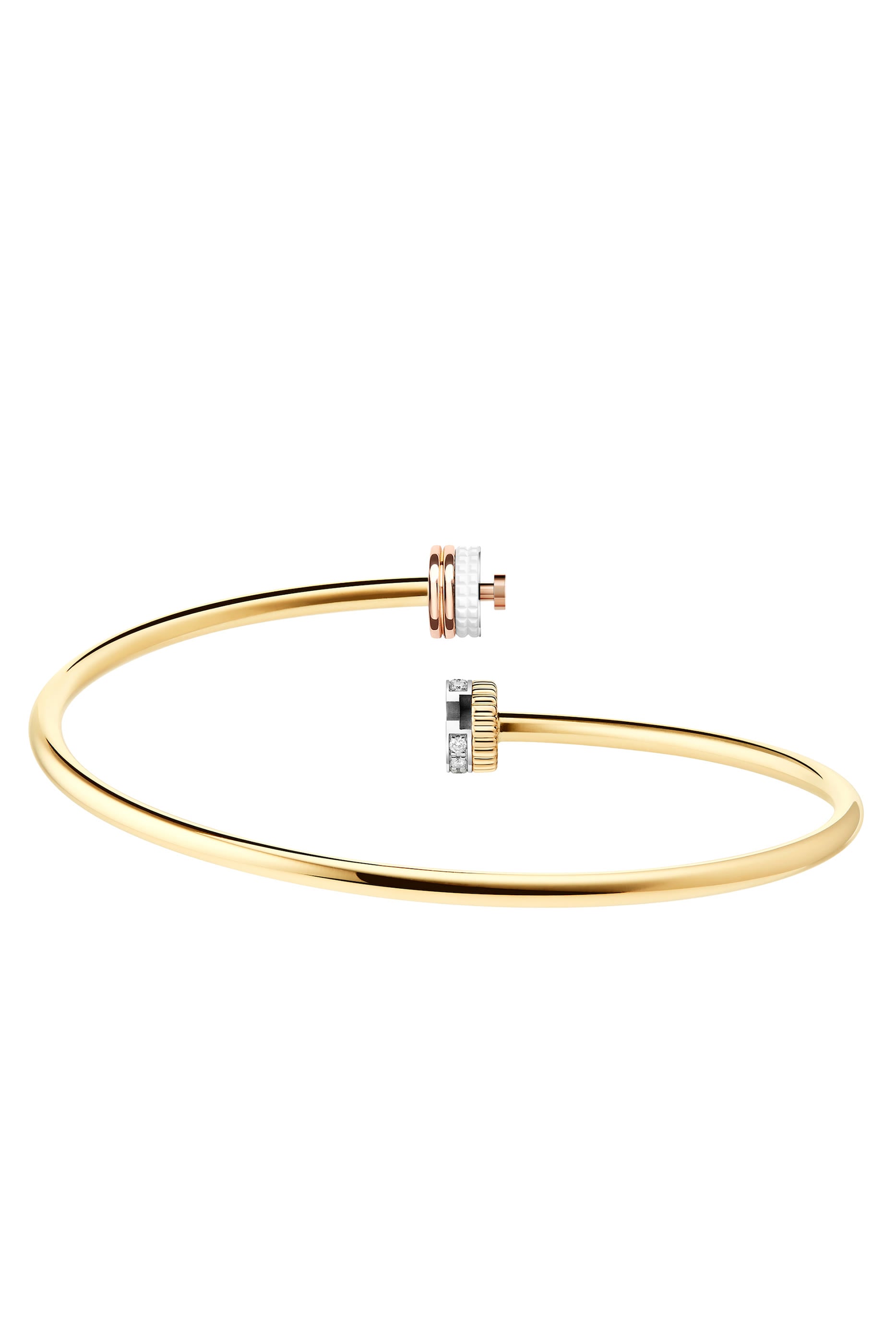 Quatre White Edition Bracelet, 18K Yellow, White and Pink Gold, Diamonds & White Ceramic