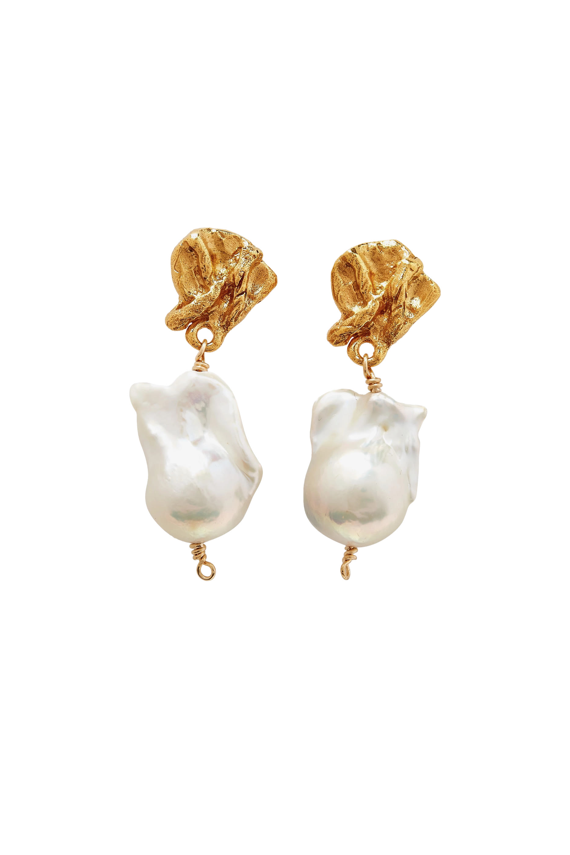  Fragment of Light Earrings,  24kt Gold Plated Bronze & Freshwater Baroque Pearls