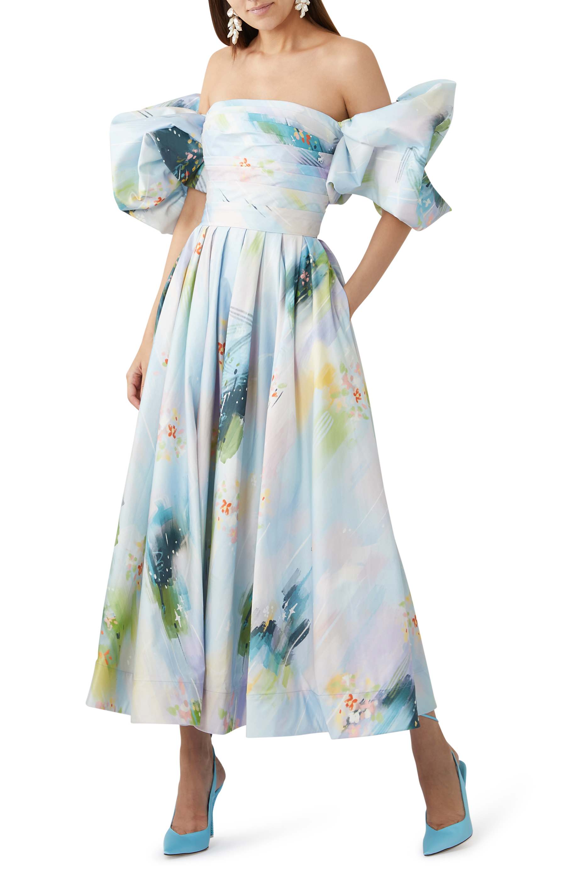 Buy Leo Lin Matilda Puff Sleeve Midi Dress for Womens | Bloomingdale's UAE