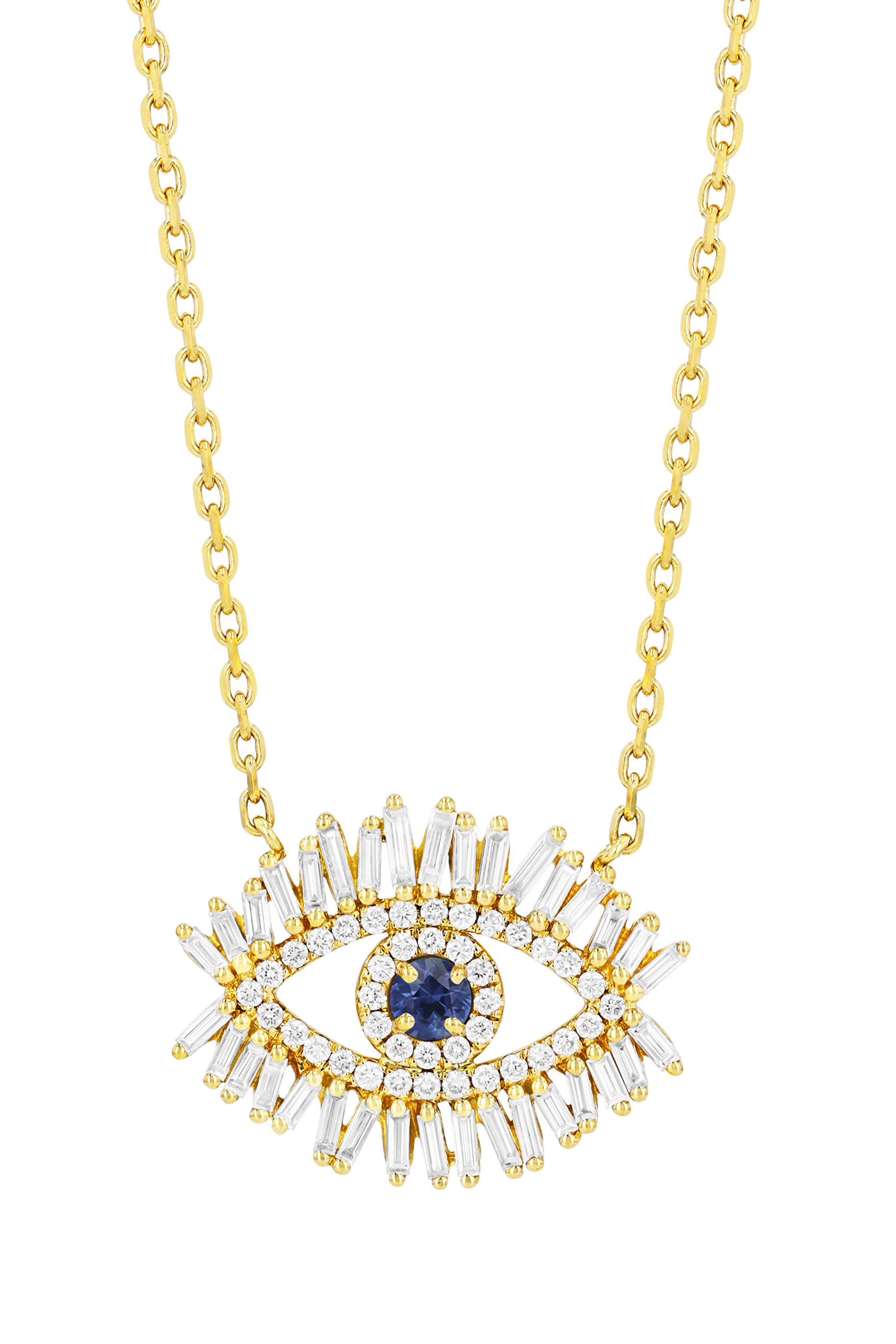 Evil Eye Necklace, 18k Yellow Gold