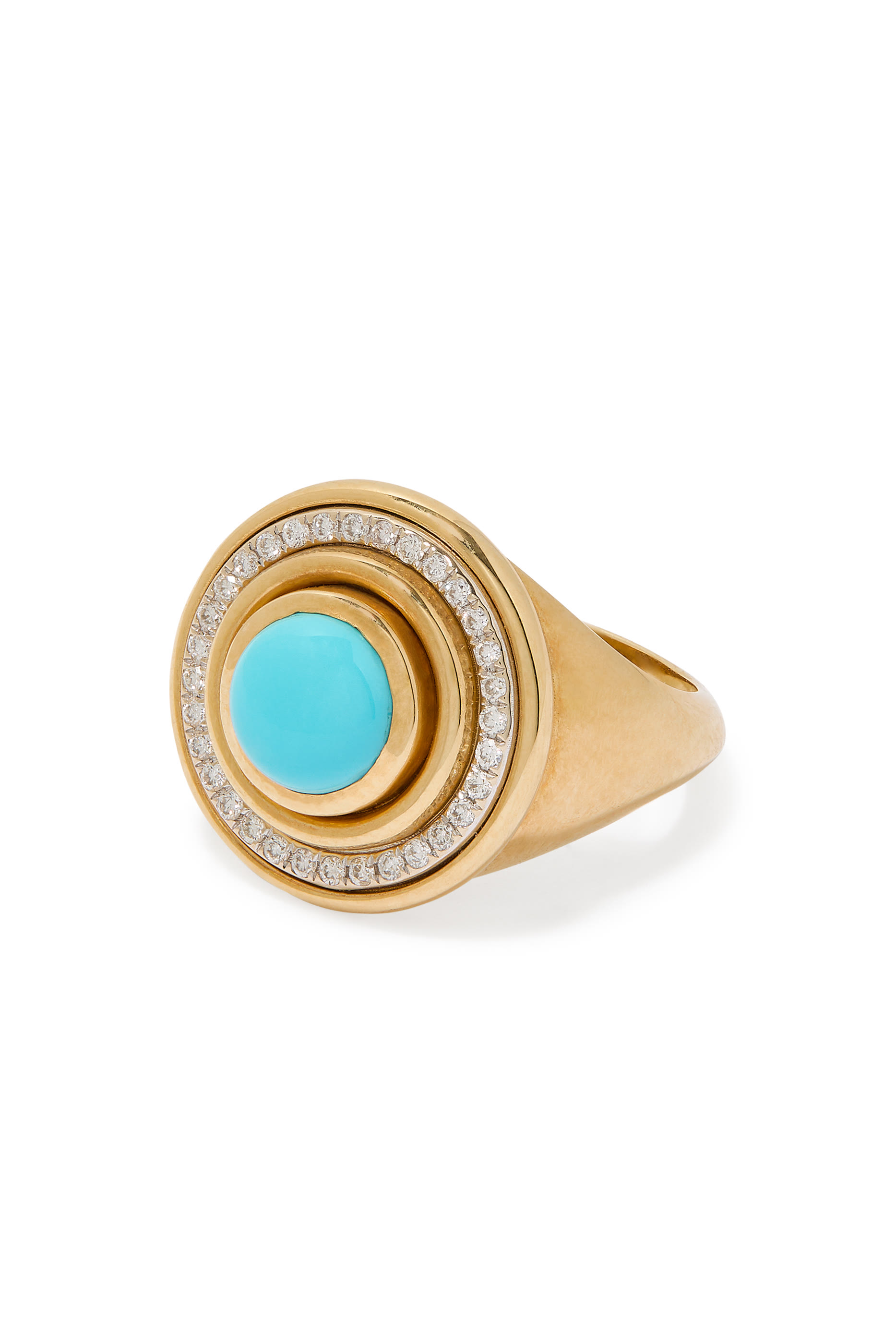 Mimette Pinky Ring, 18k Yellow Gold with Diamonds & Turquoise