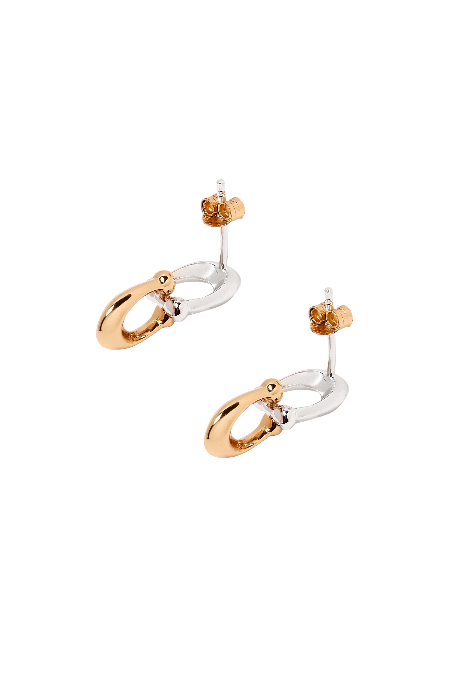 Signature C Double Drop Stud Earrings, Plated Metal