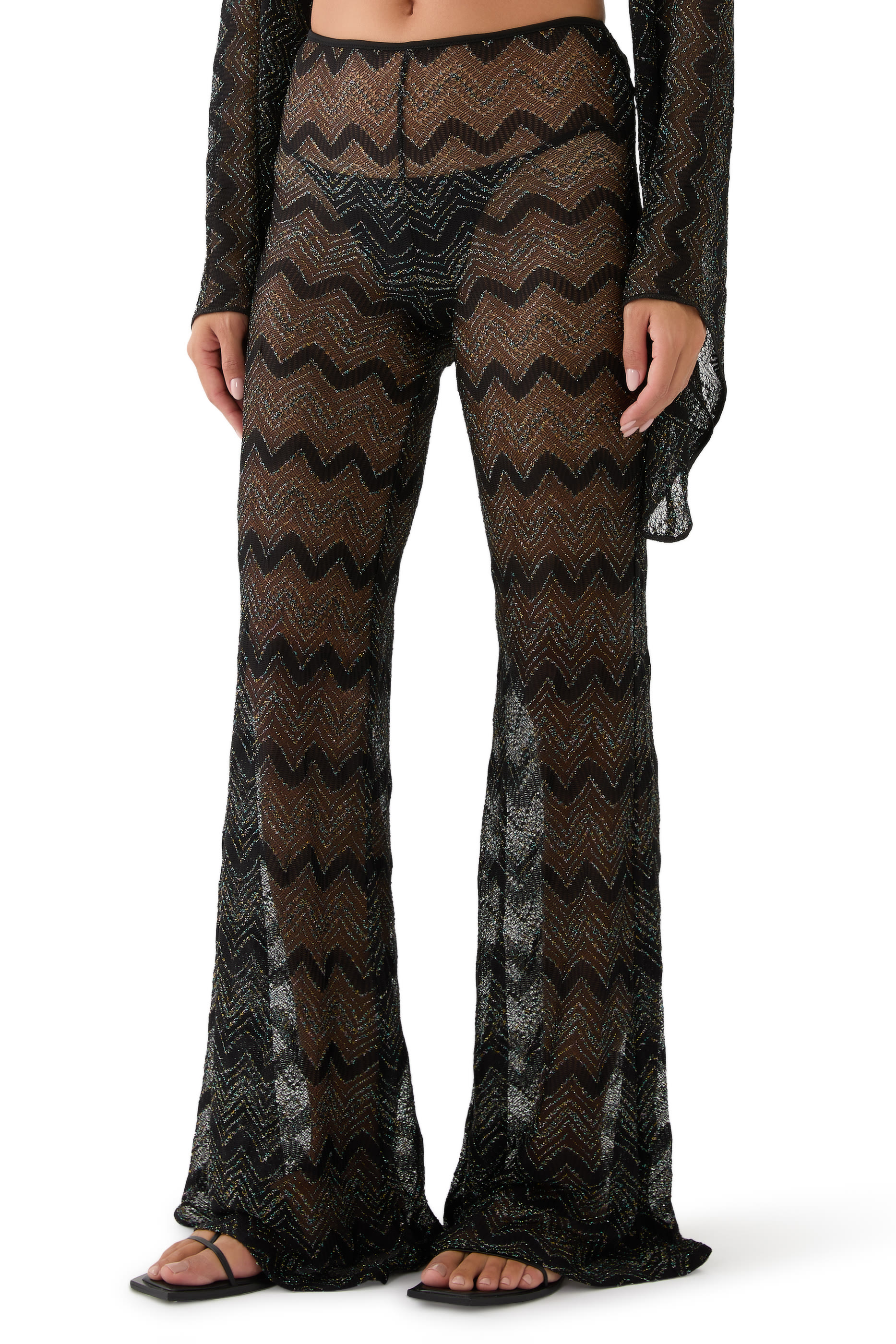 Mare Chevron Lace Raschel Wide Leg Pants