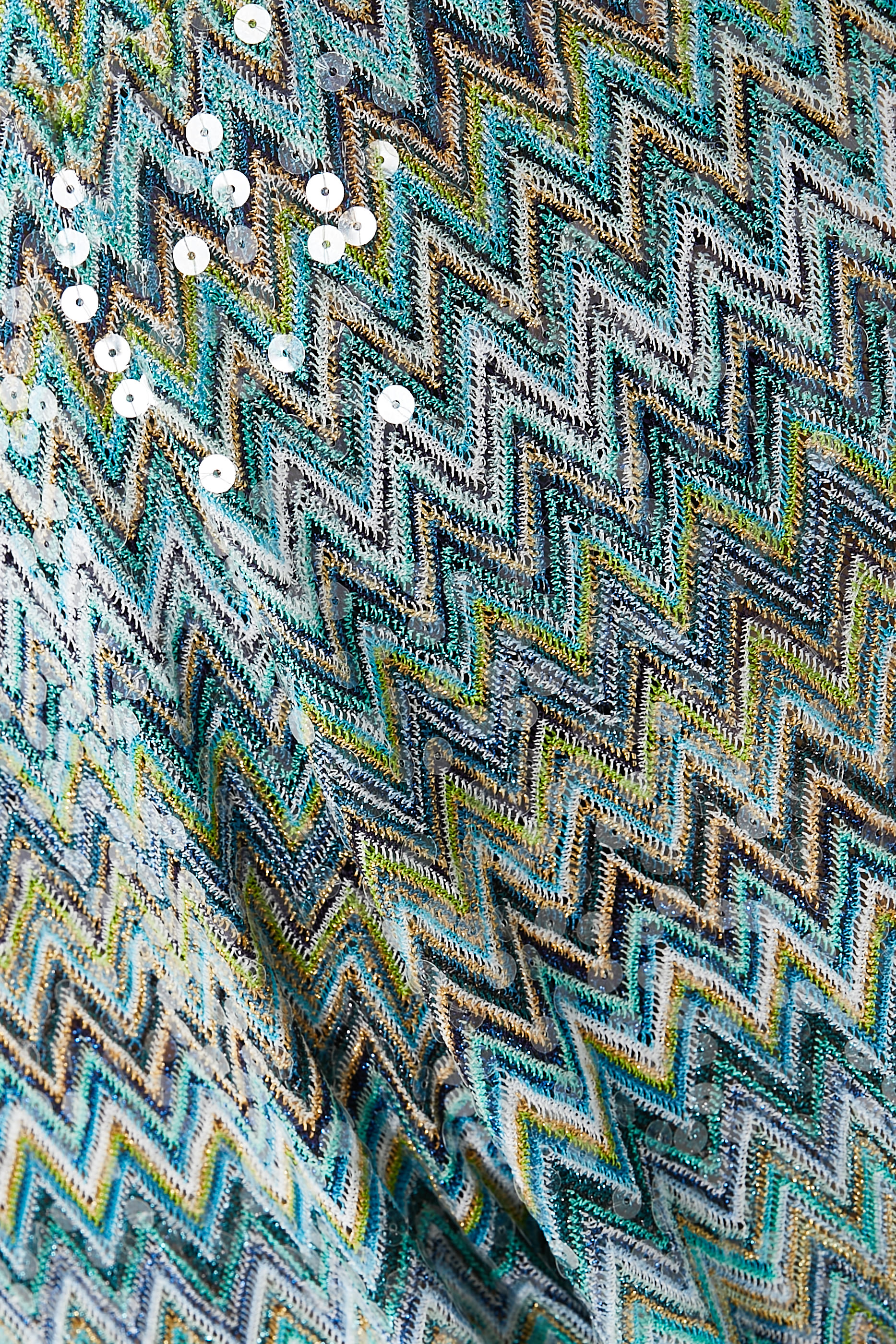 Exclusive Mare Chevron Raschel Sequinned Halter Jumpsuit