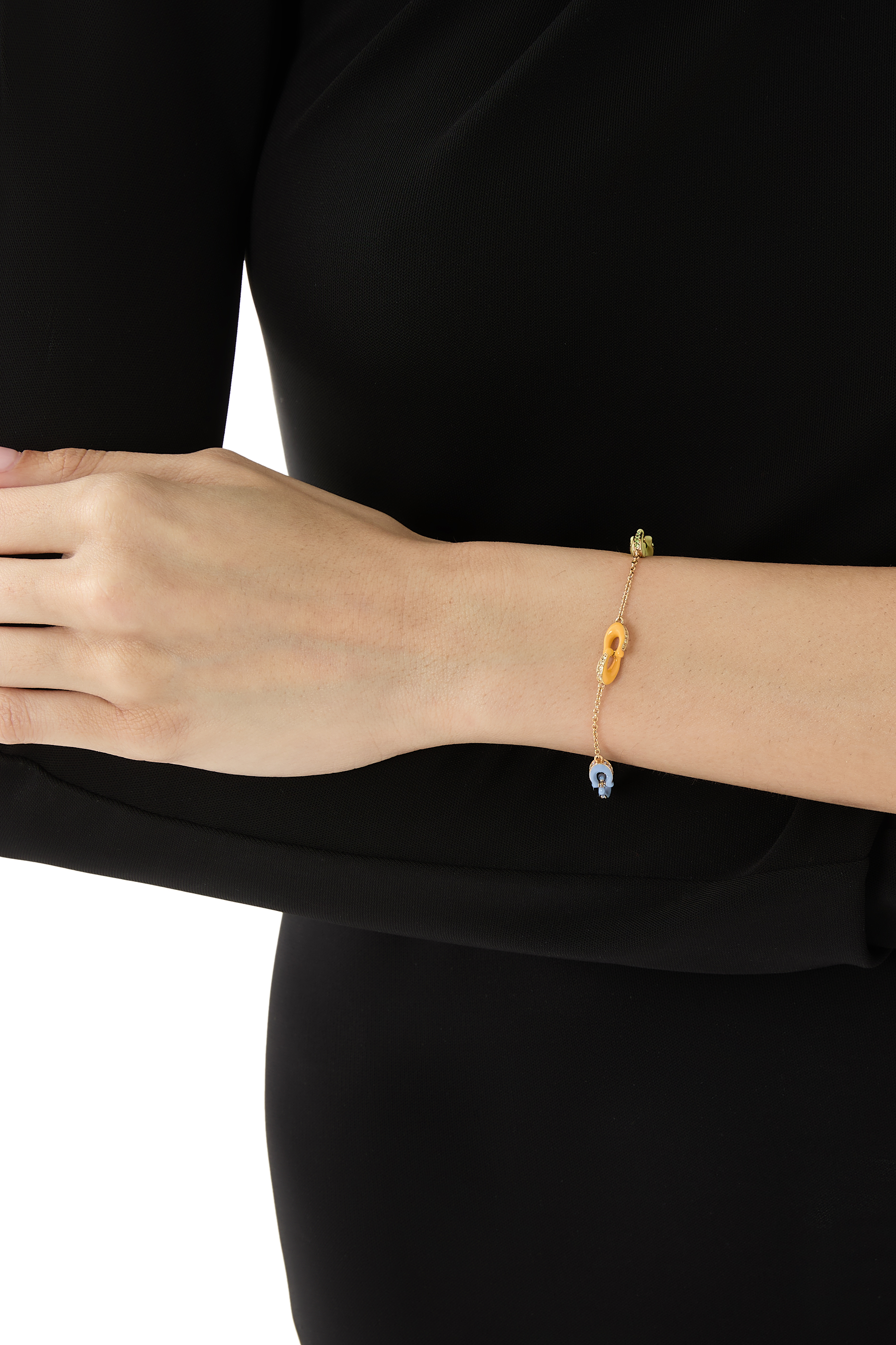 Signature Pav&eacute; C Strand Bracelet, Brass & Enamel, Glass Crystal