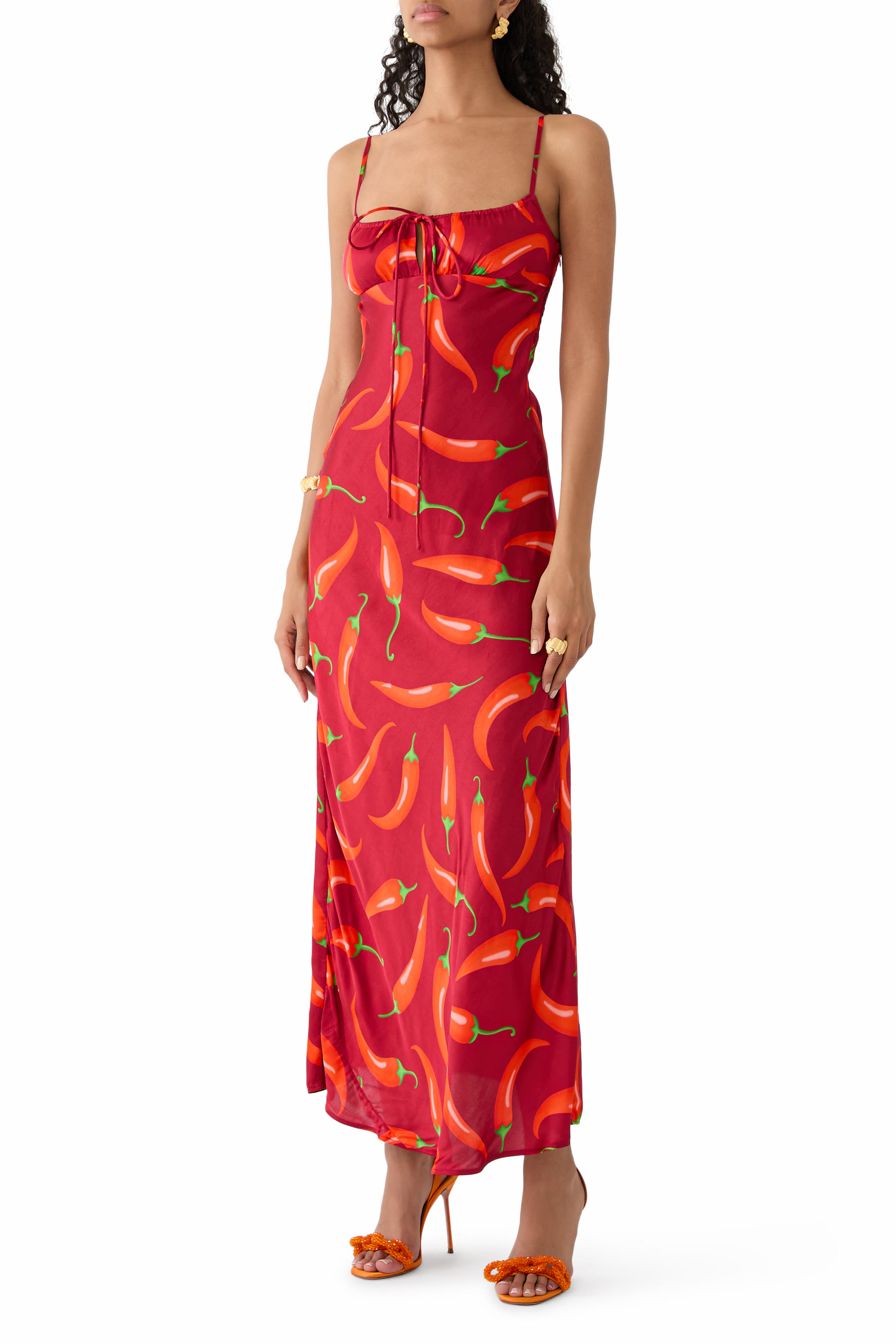 Chilli-Print Maxi Dress