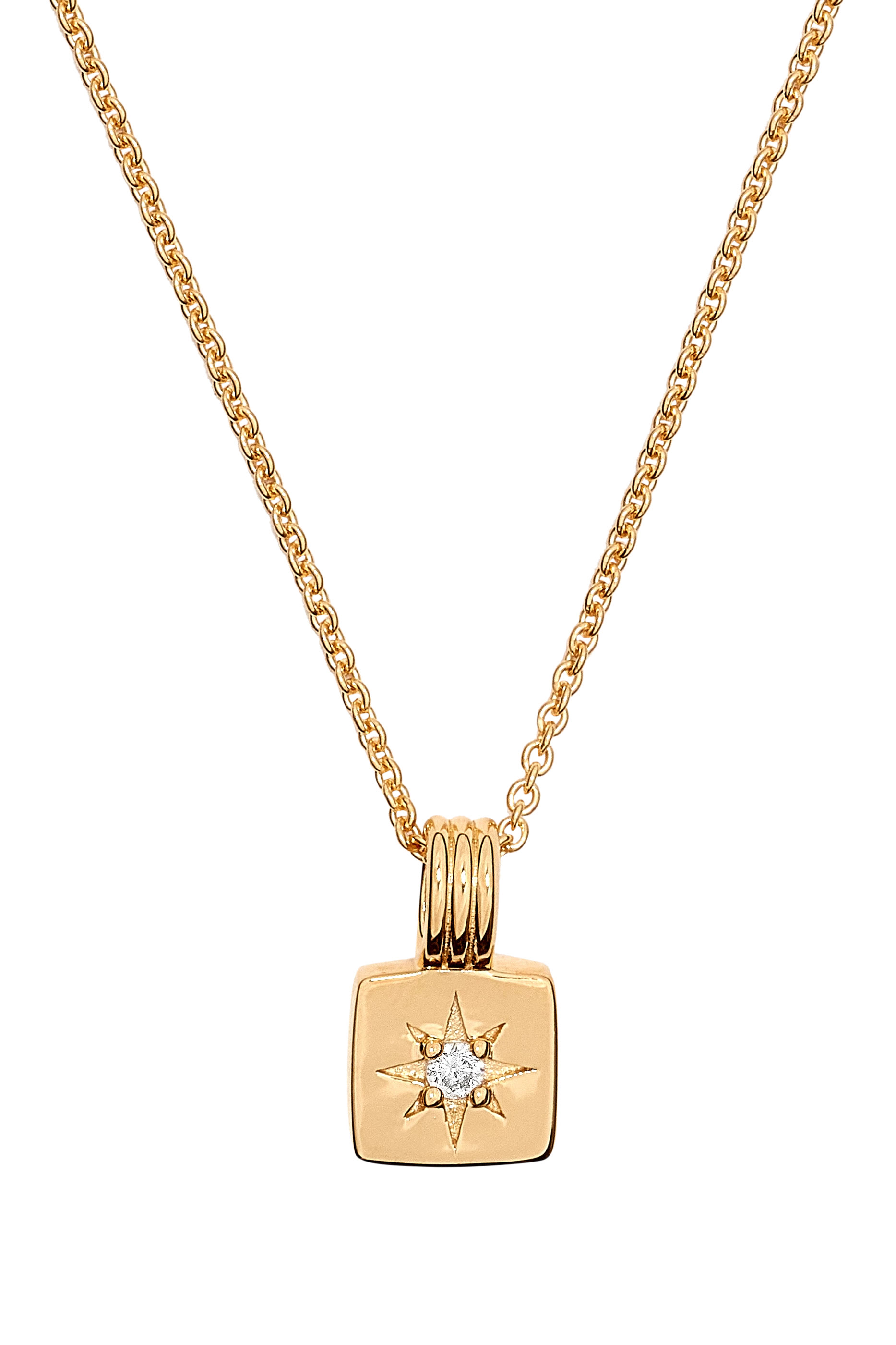 Mini Star Ridge Pendant Necklace, 18k Gold Plated & Cubic Zirconia