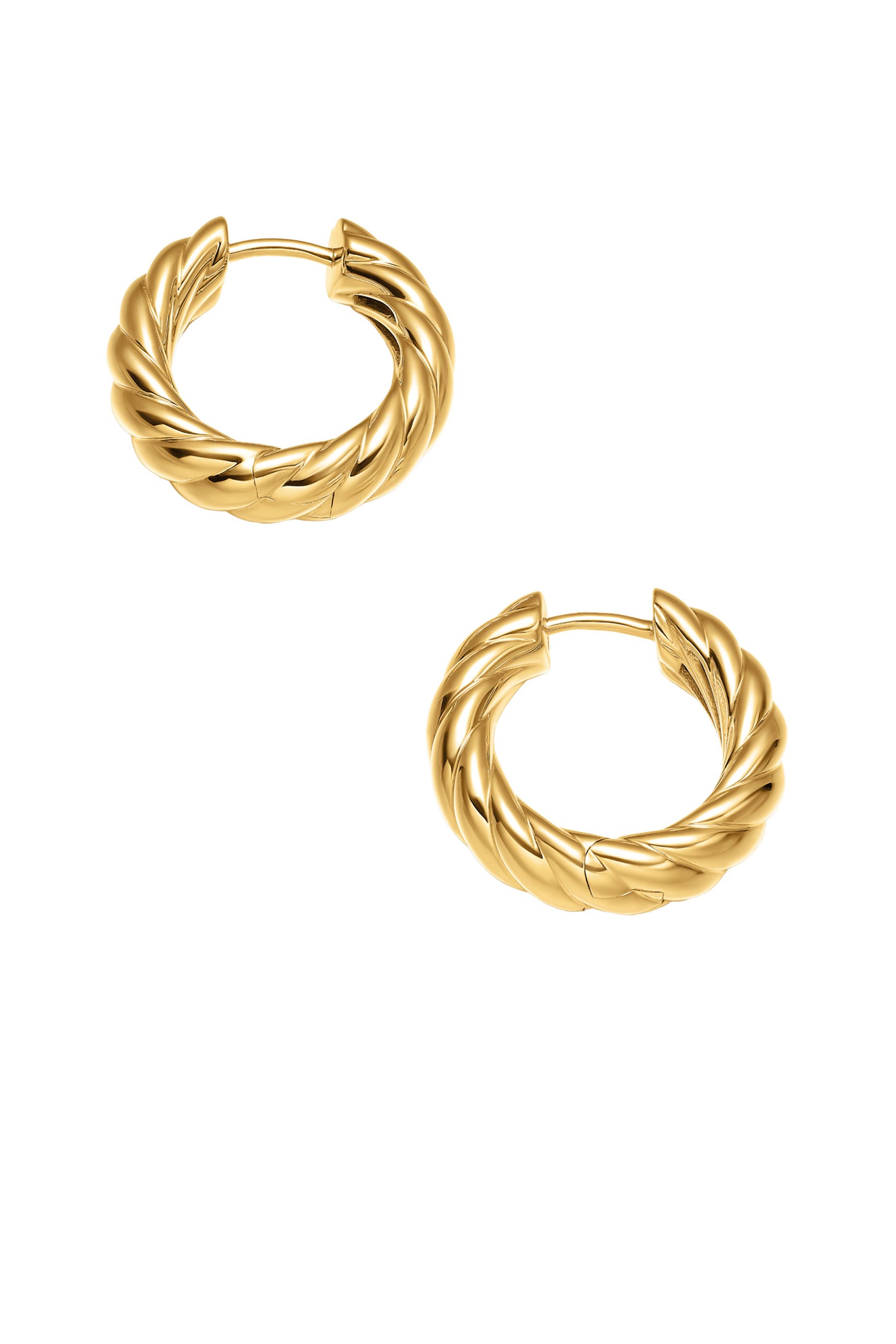 Sculpted Cable Hoop Earrings, 18k Yellow Gold