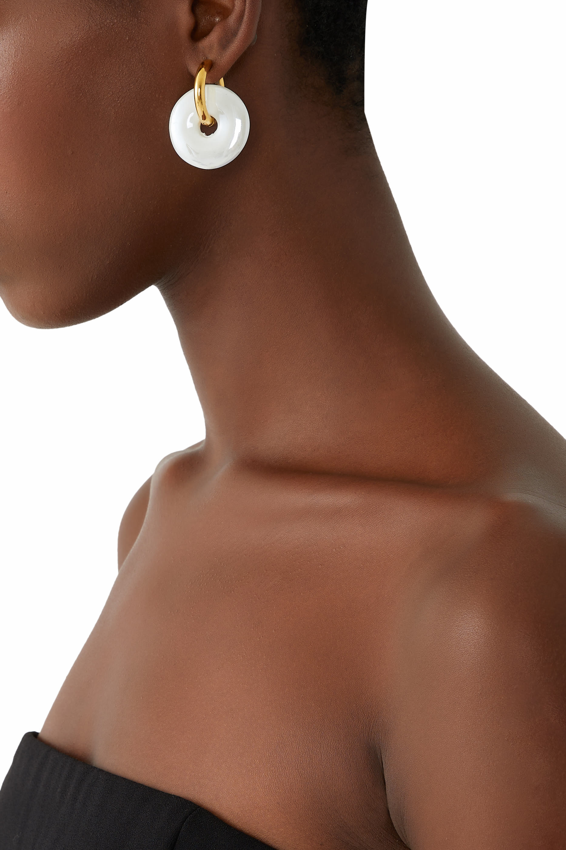 Donut & Round Charm Earrings, 24k Gold-Plated Brass