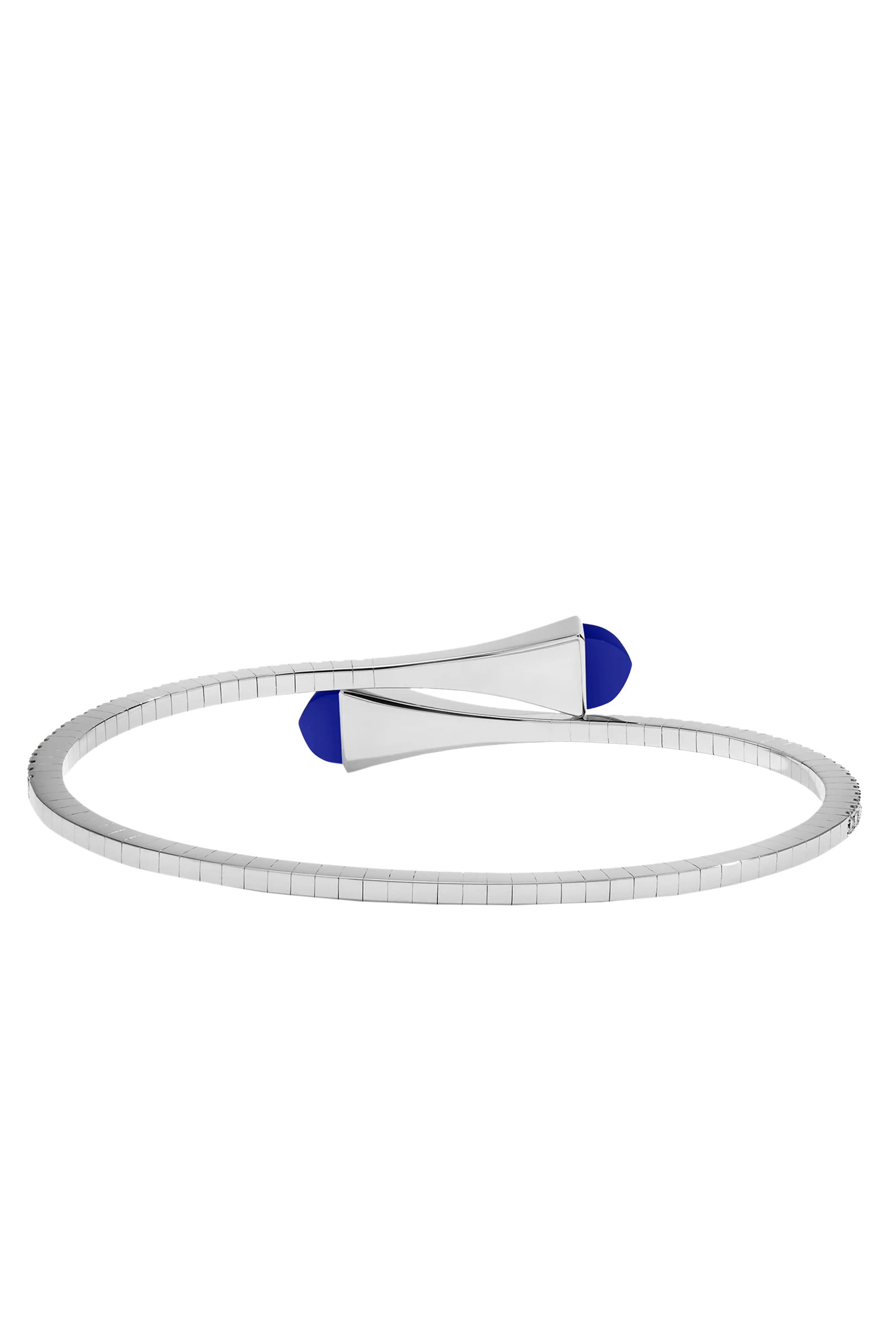 Cleo Midi Bangle, 18k White Gold with Lapis Lazuli & Diamonds