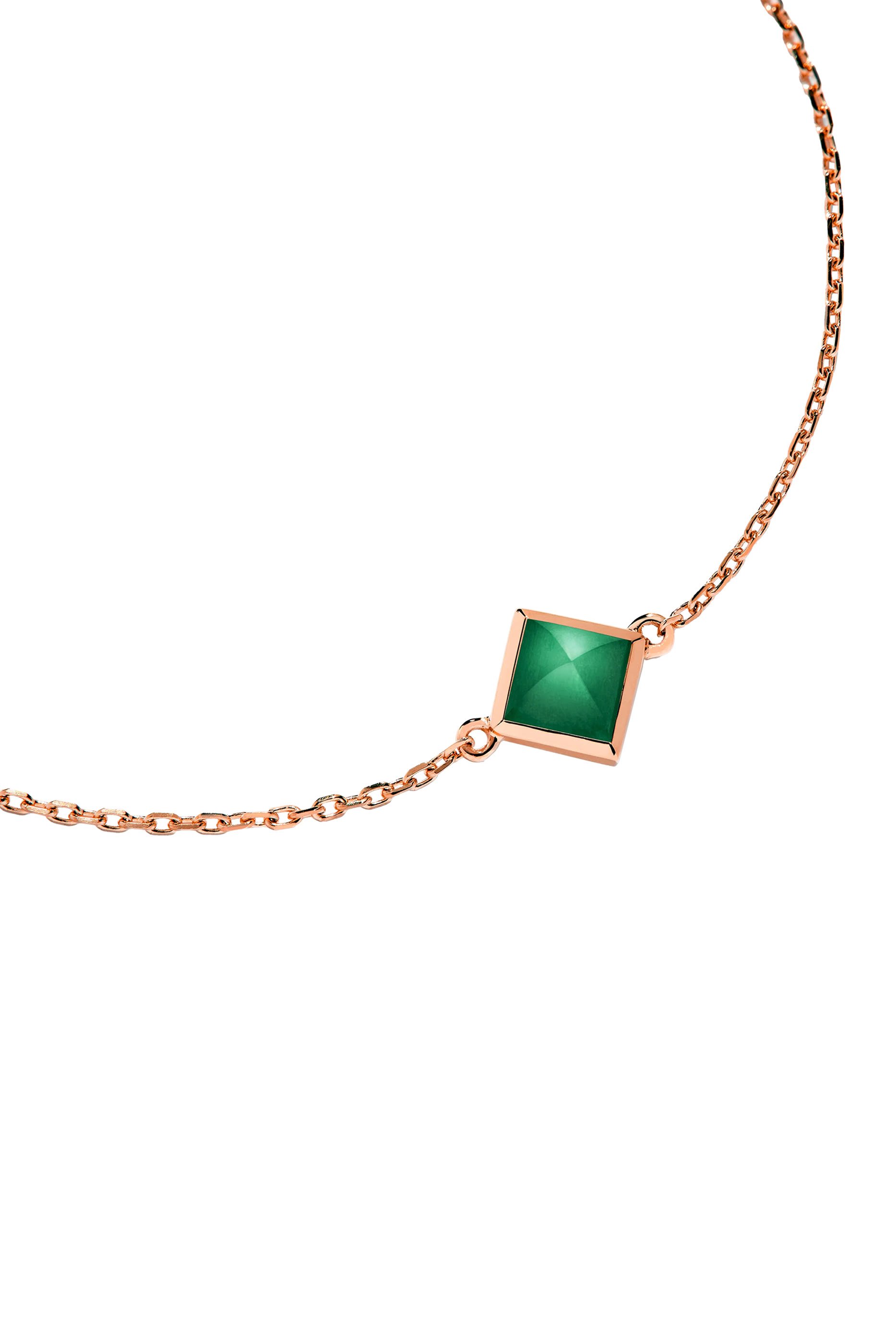 Cleo Pyramid Bracelet, 18k Pink Gold & Green Agate