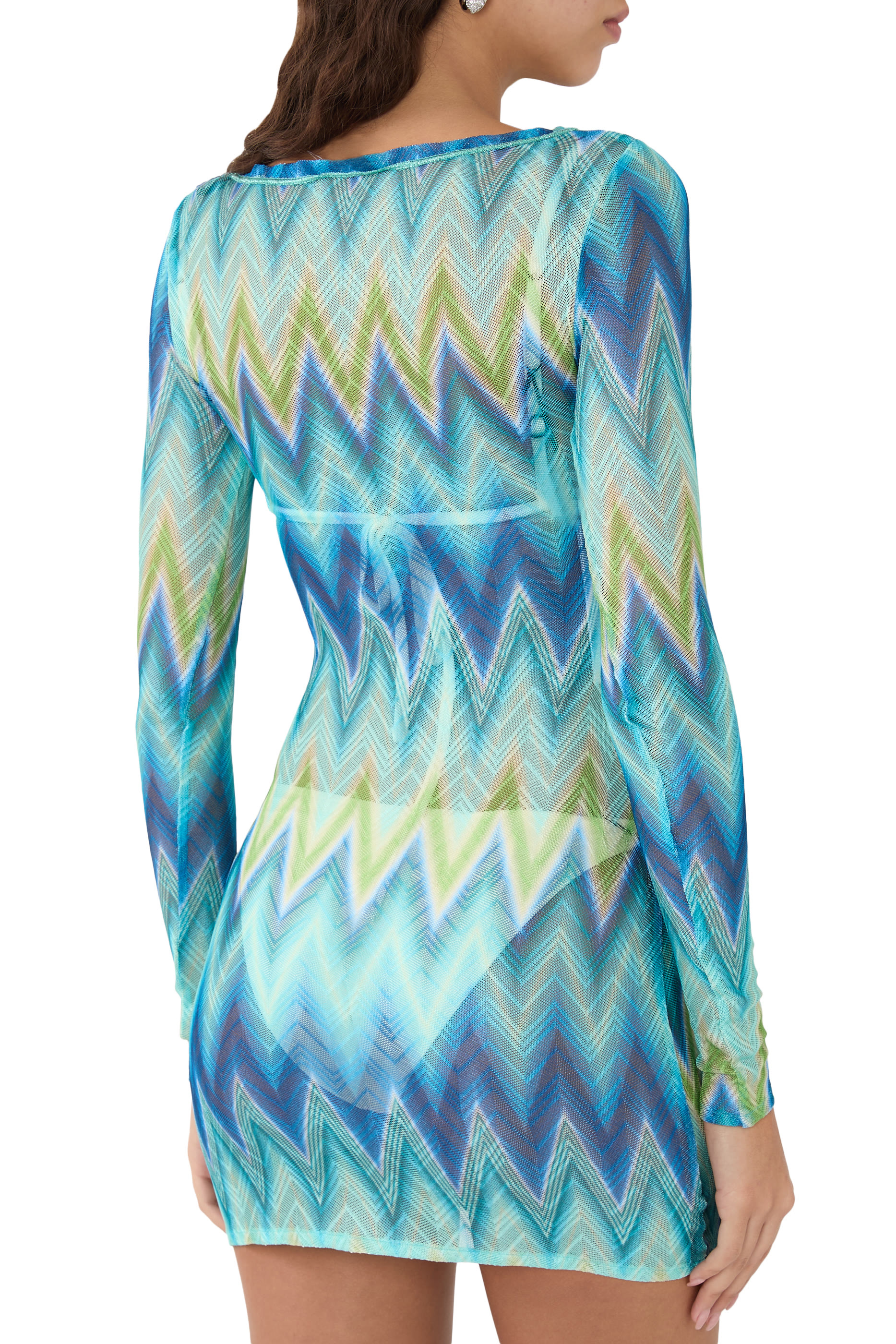 Long Sleeve Boat Neck Coverup