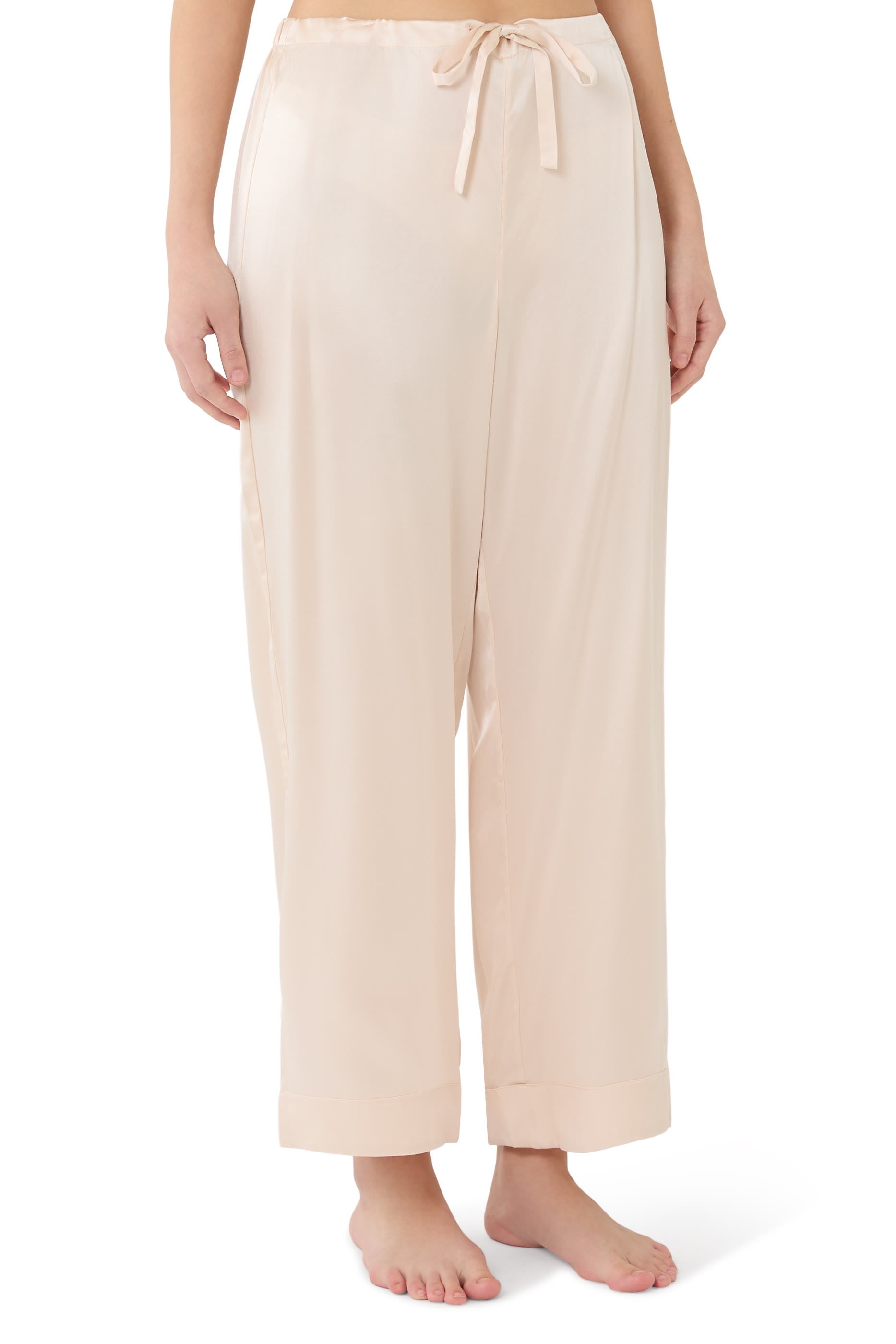  Silk Pocket Drop Shoulder Pajama Set 