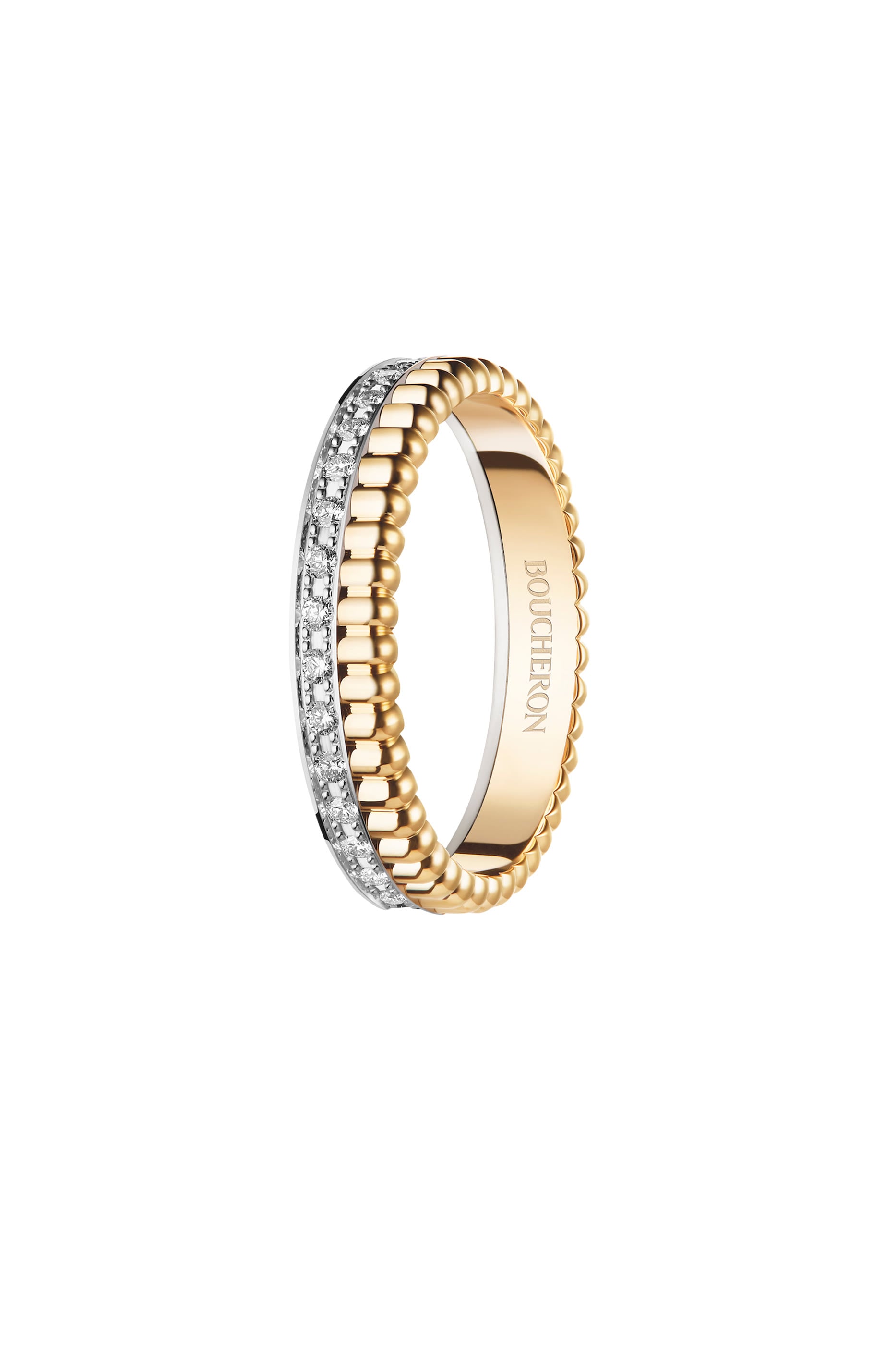 Quatre Radiant Edition Wedding Band,  18k Mixed Gold & Diamonds