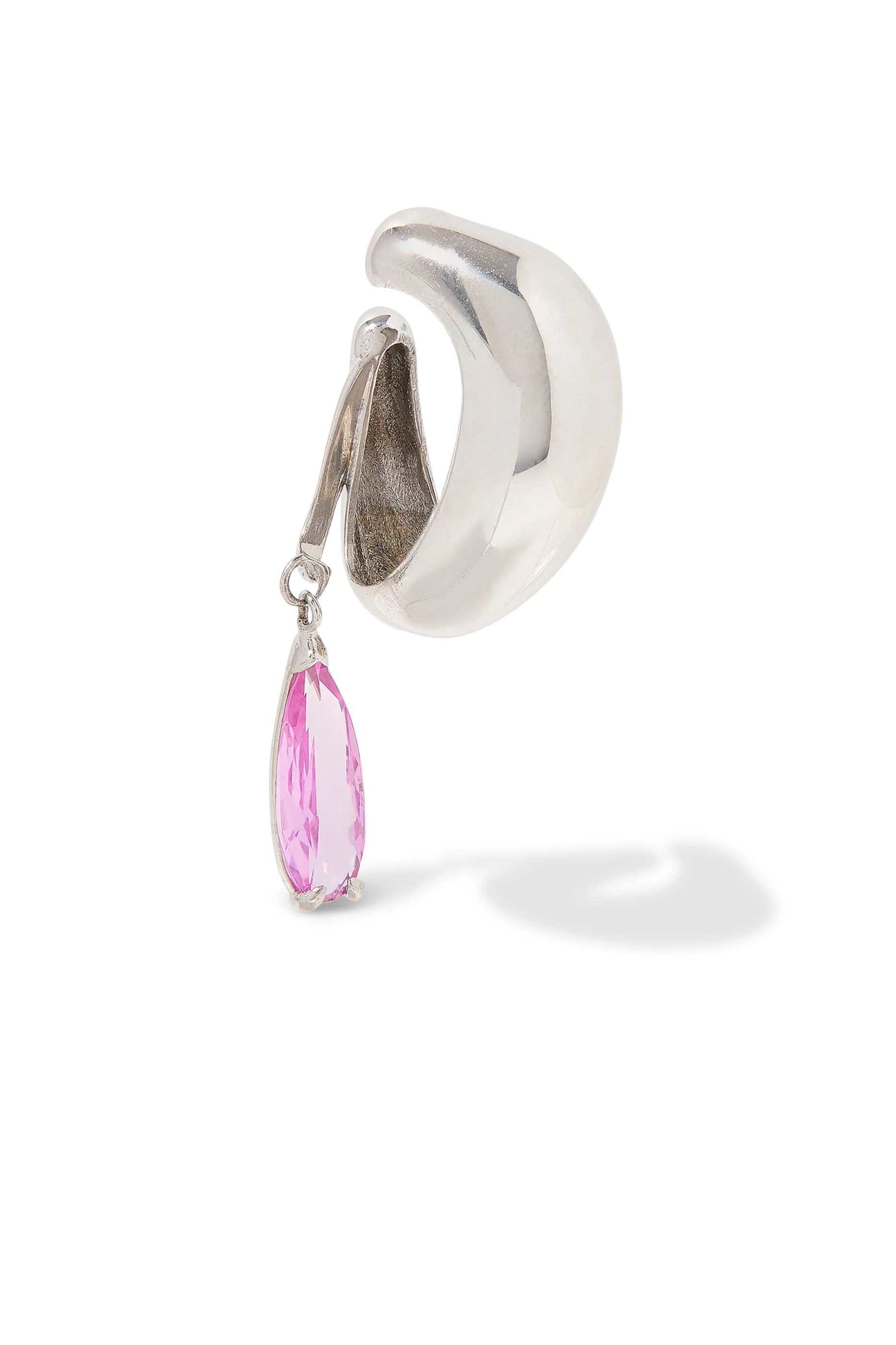 Blown Drip Single Ear Cuff, 925 Sterling Silver & Amethyst