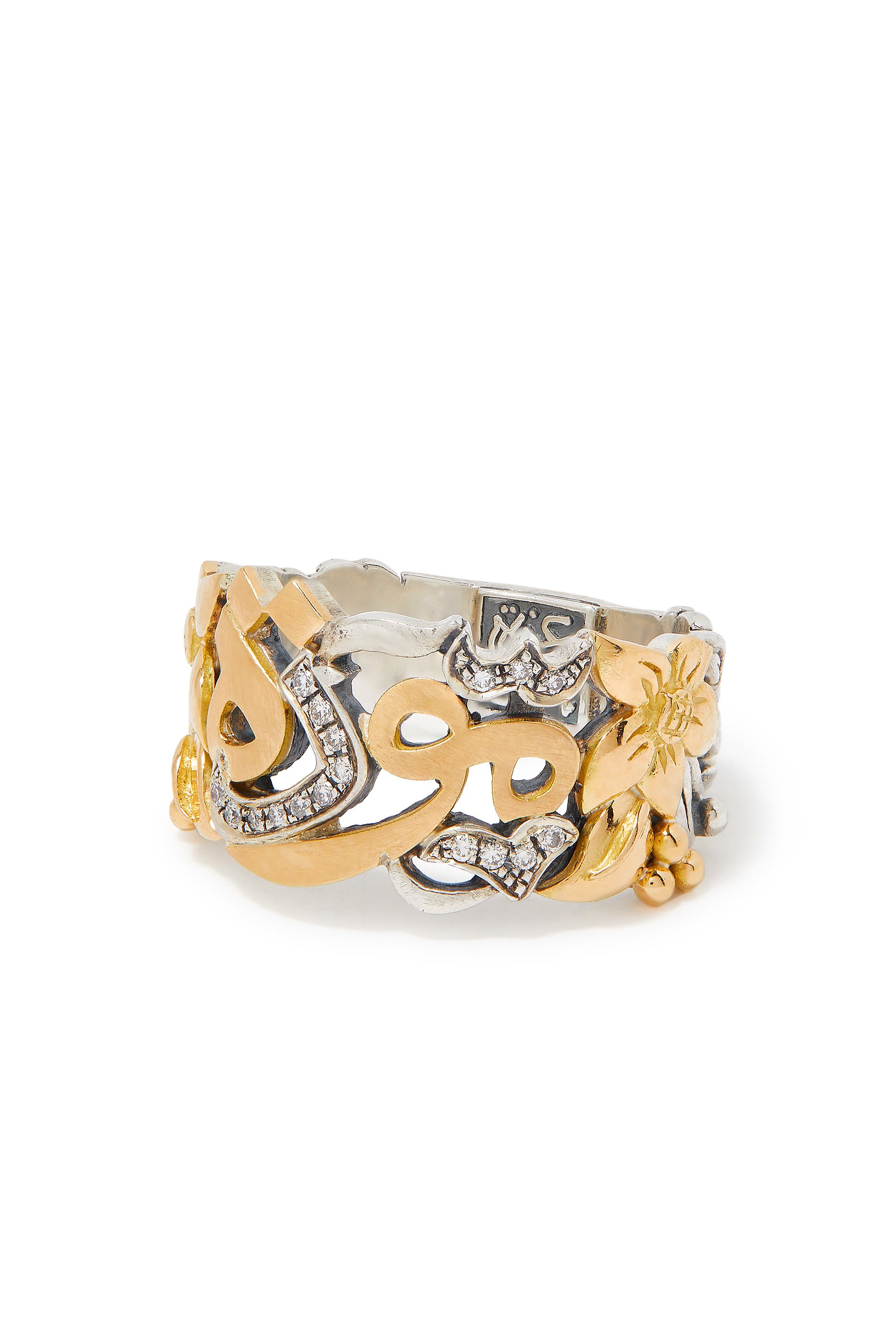 Endearment Ring, 18k Gold with Sterling Silver & Diamonds