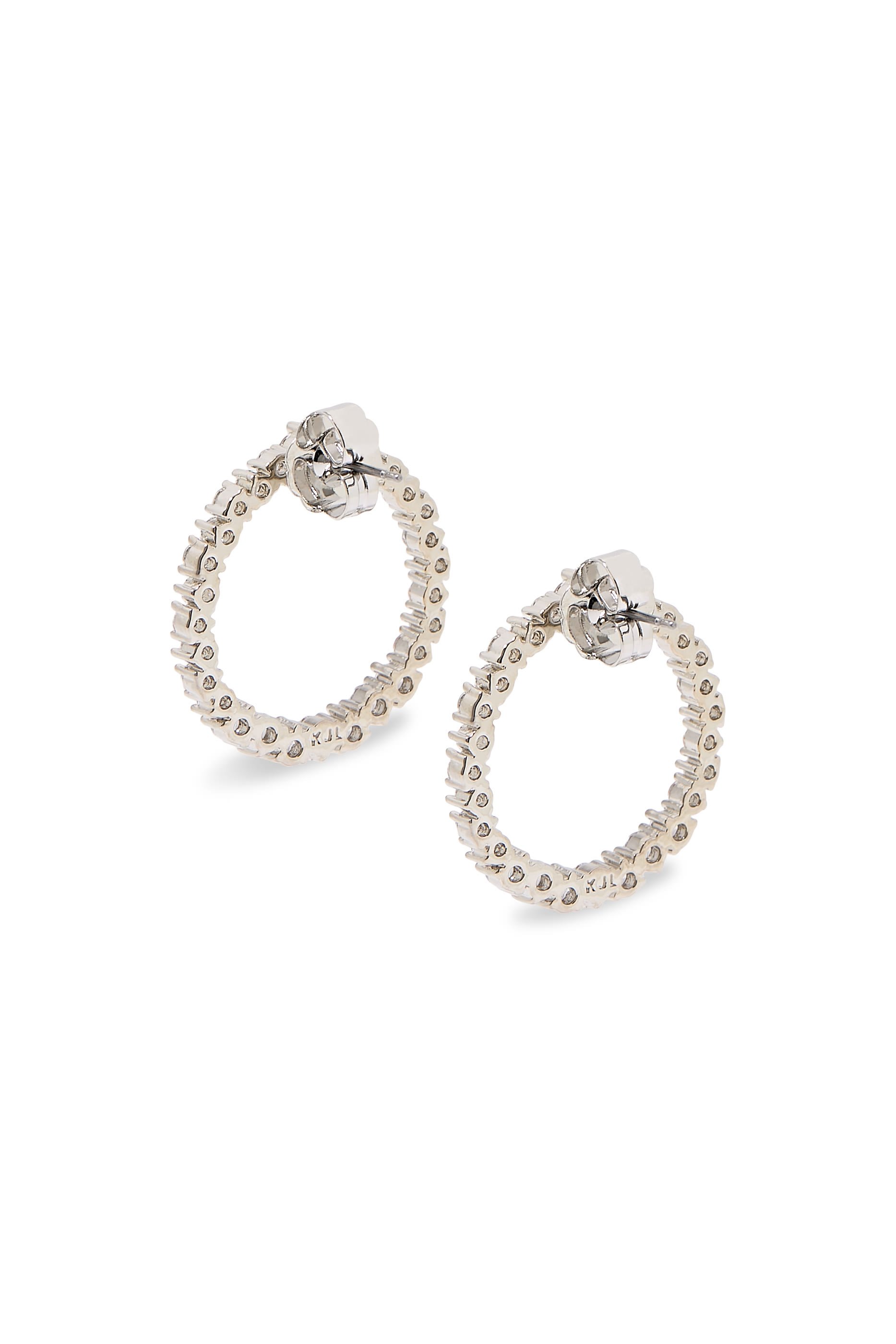 Statement Earrings,  Rhodium-Plated Brass, Cubic Zirconia