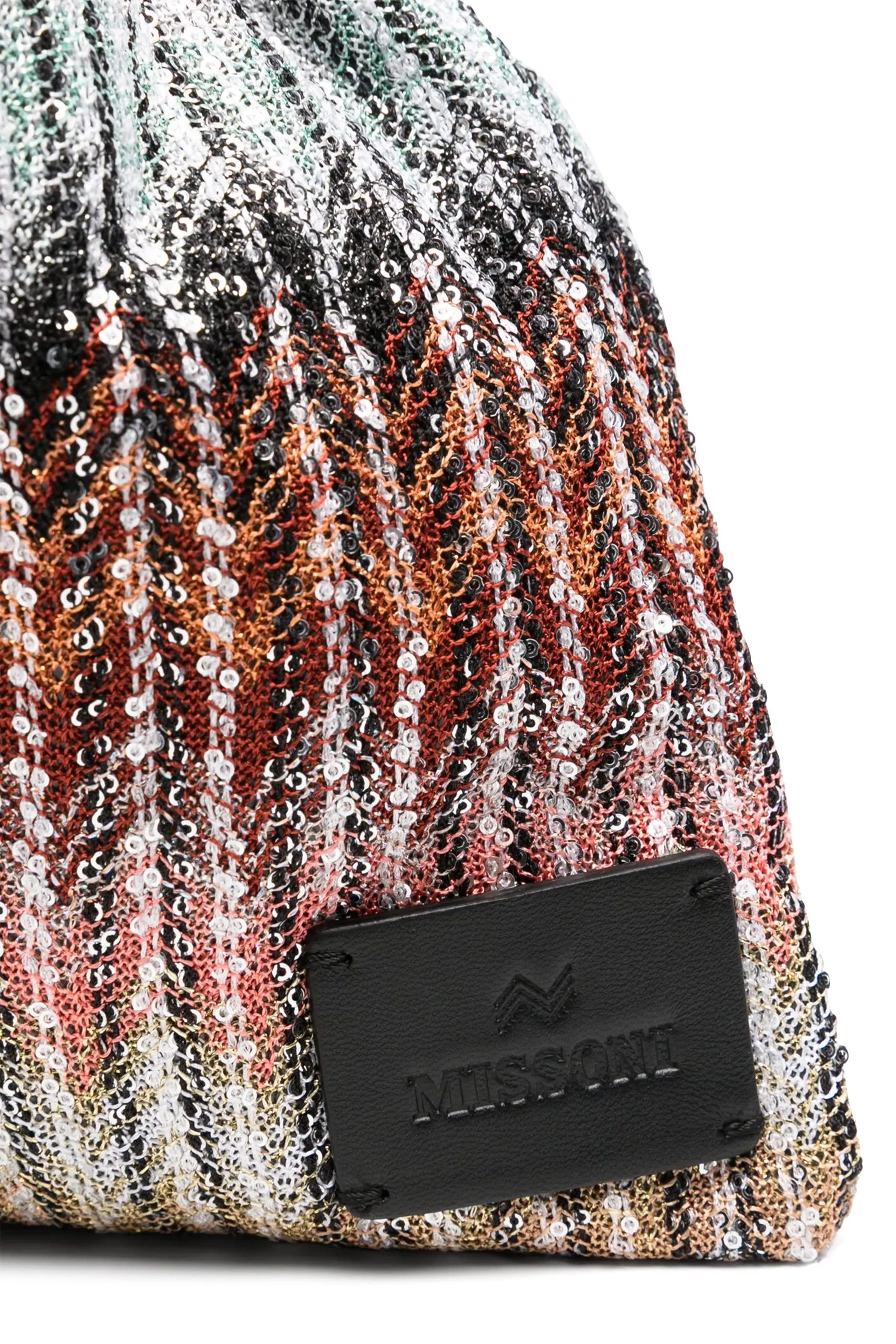 Exclusive Chevron Raschel Sequinned Knot Bag