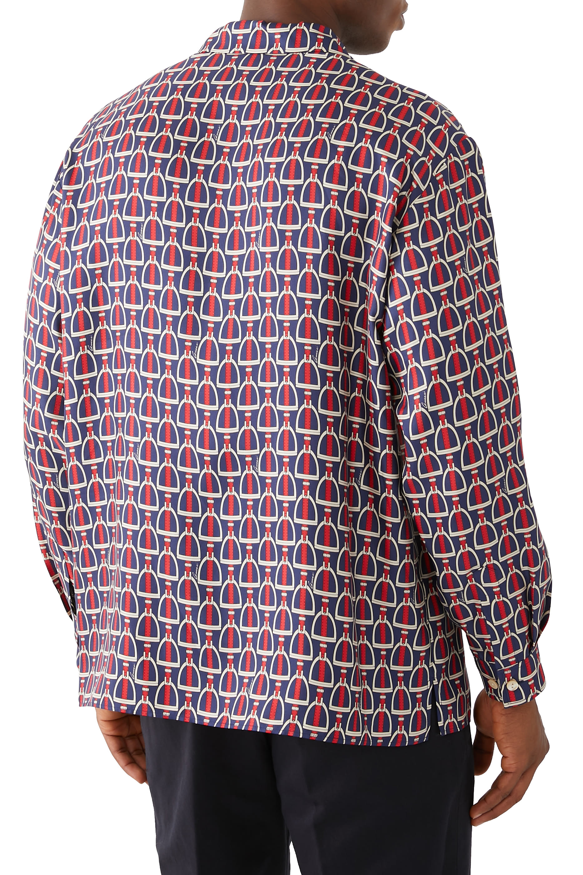 Horsebit Print Silk Shirt