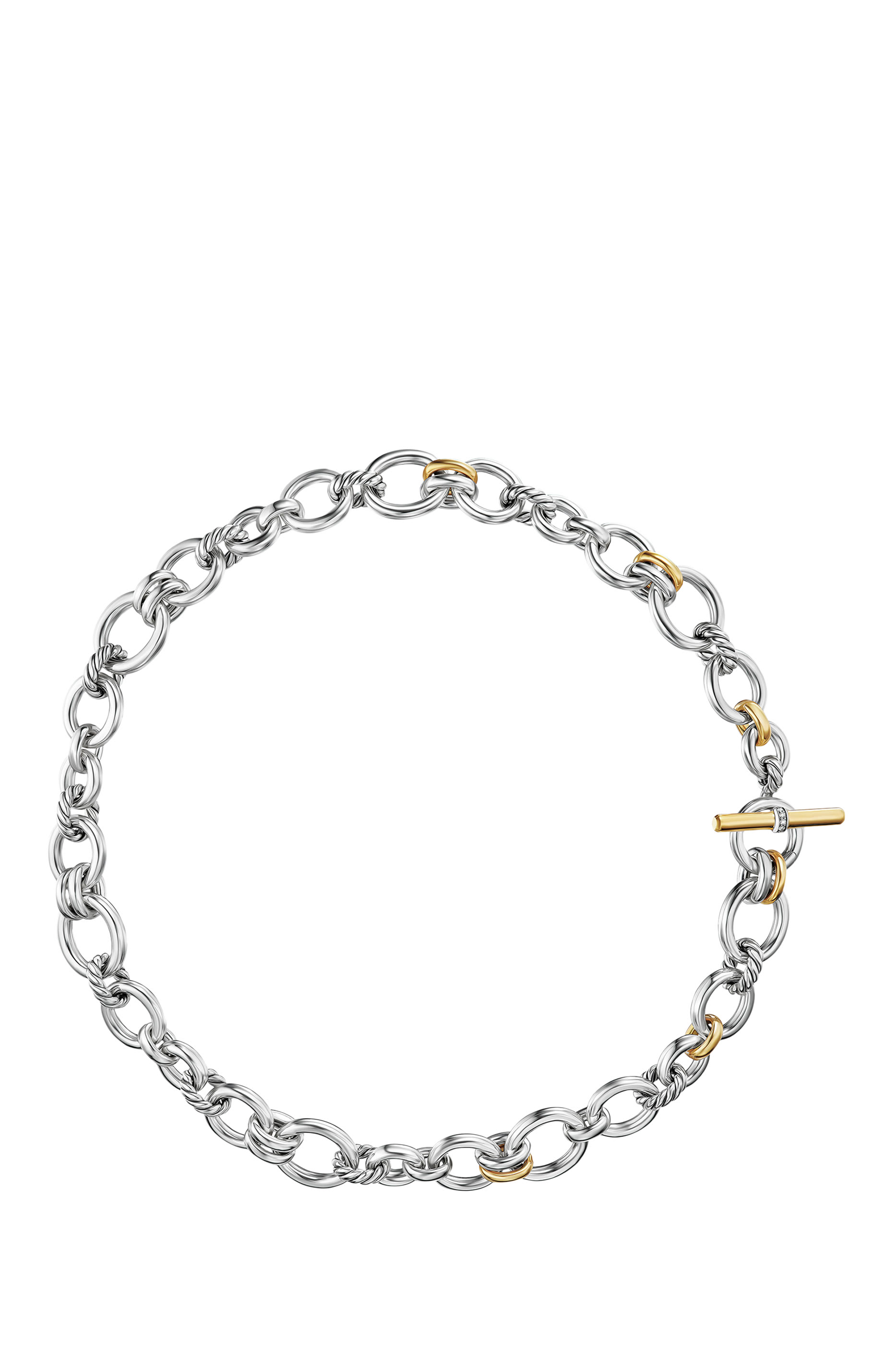 DY Mercer® Chain Necklace, Sterling Silver with 18K Yellow Gold & Diamonds