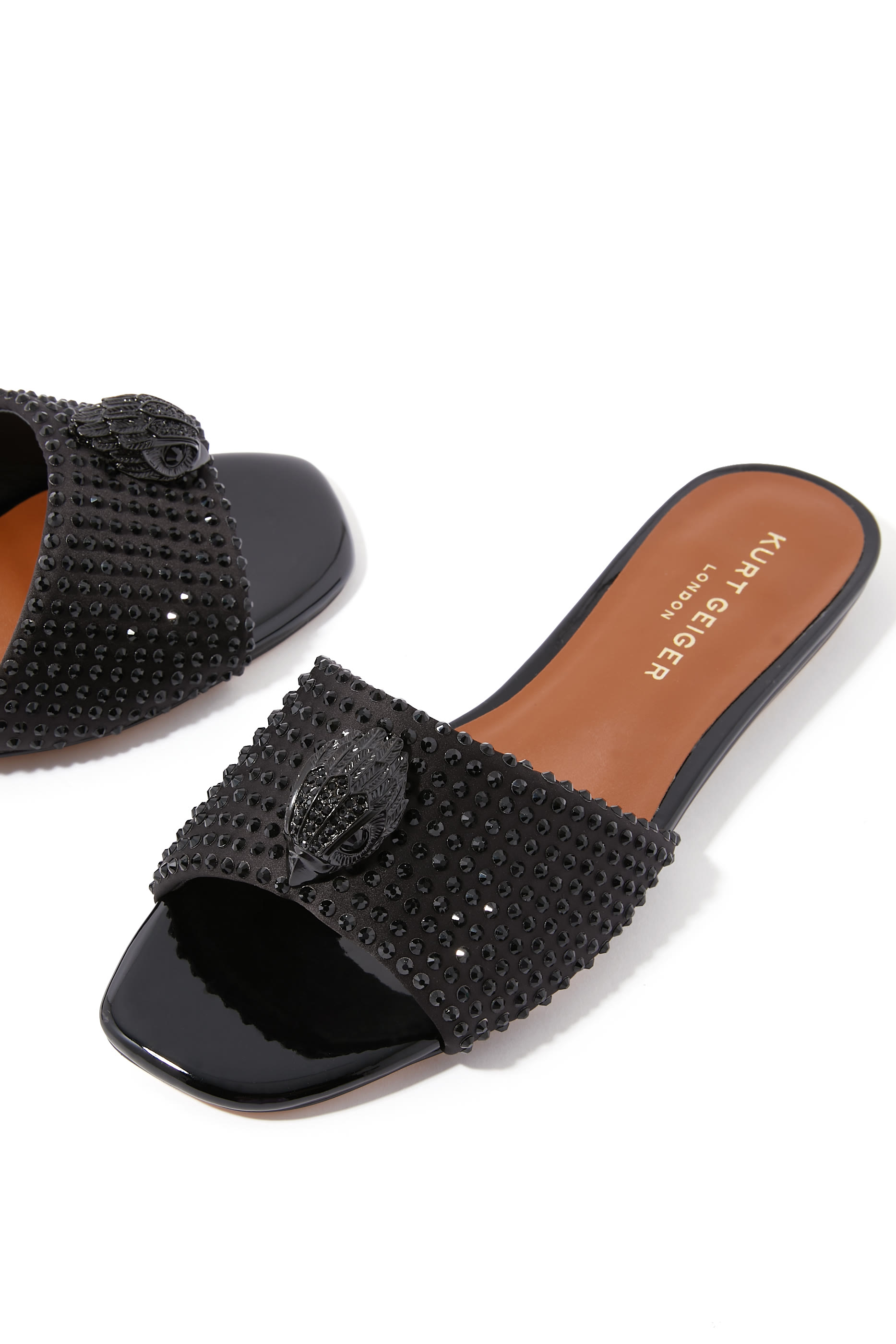 Kensington Flat Crystal-Embellished Satin Slides