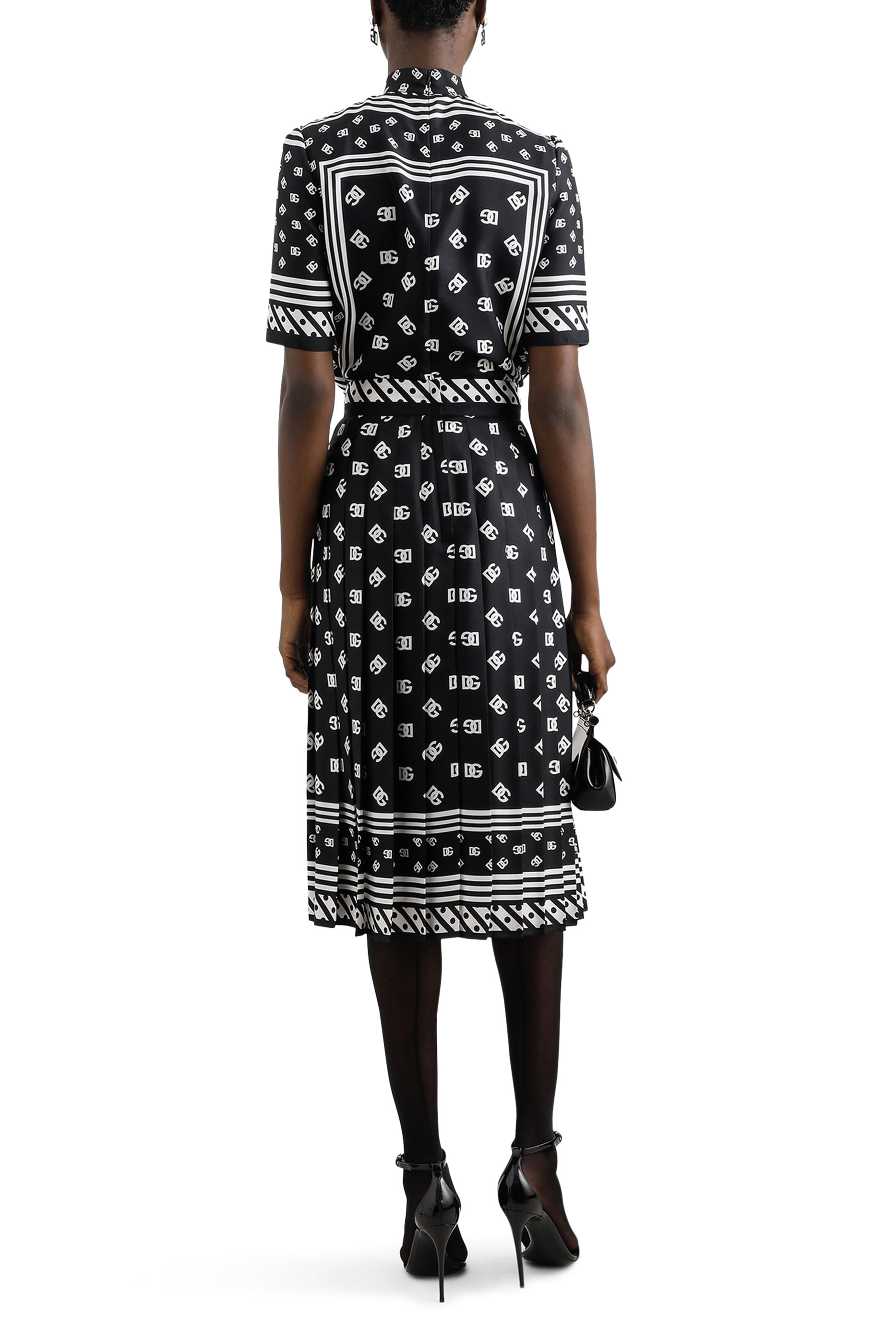 Short Sleeve Logo Silk Blouse