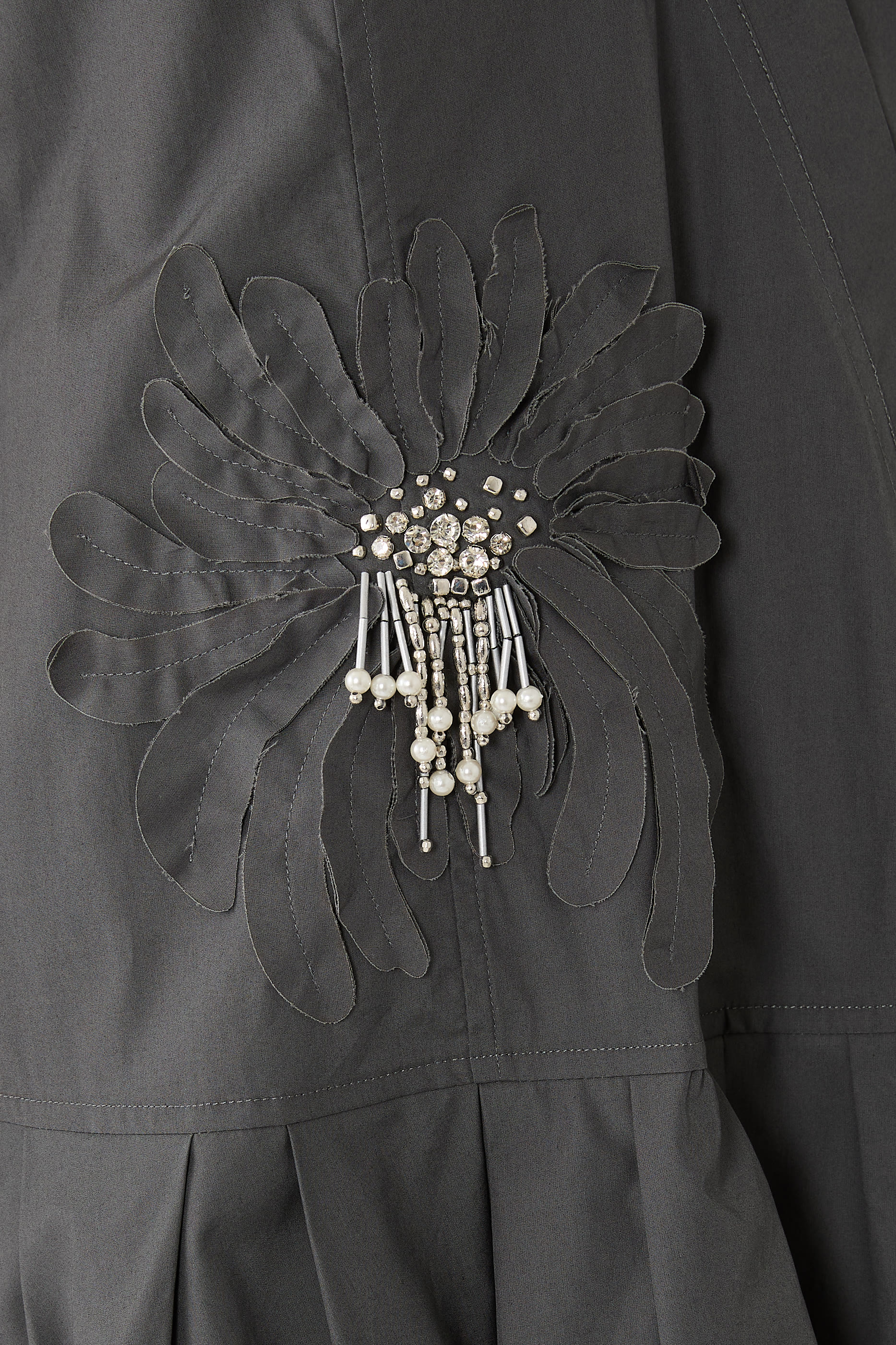 Draped Tank Dress With Floral Appliqu&eacute; 