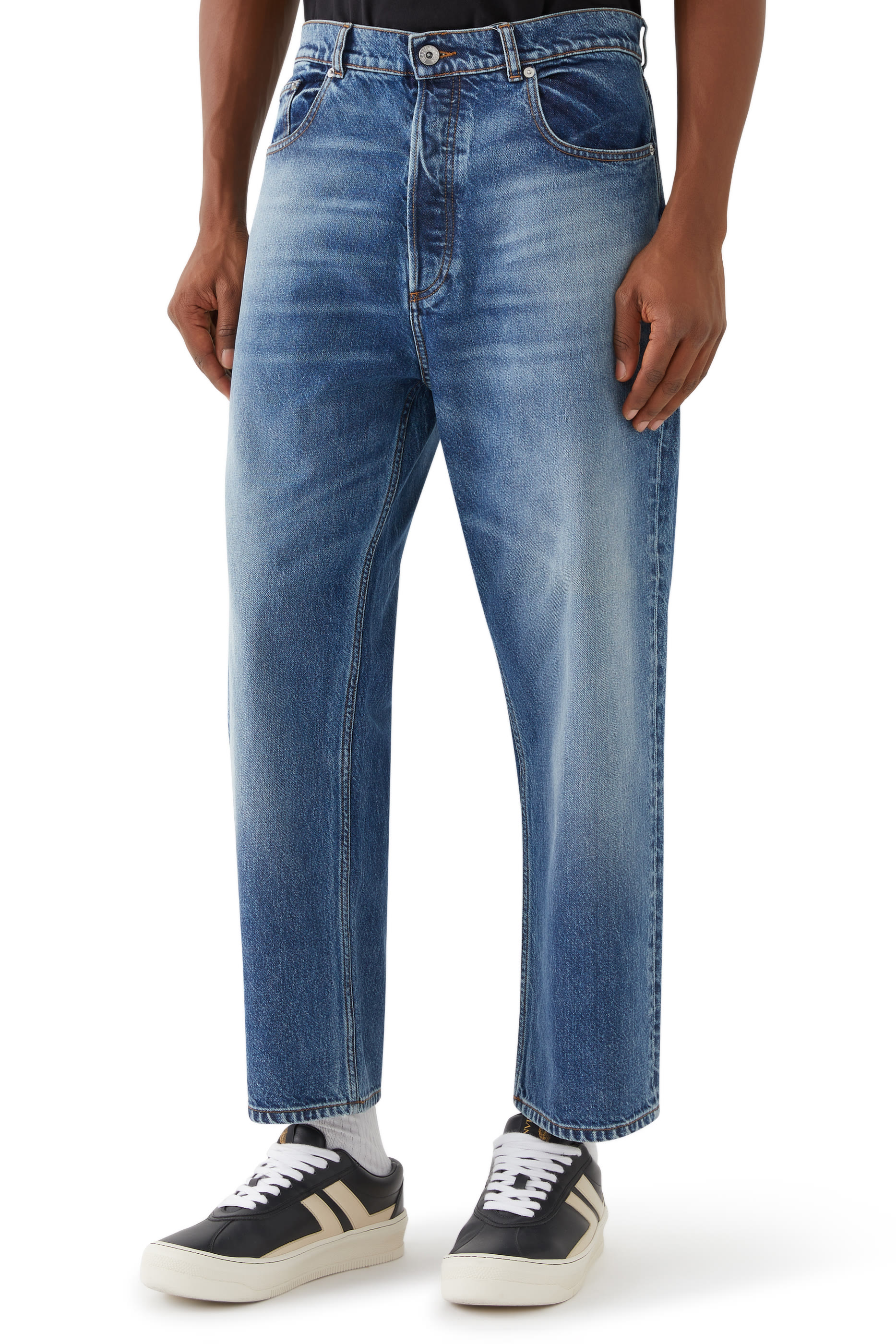 Cropped Straight-Leg Denim Jeans