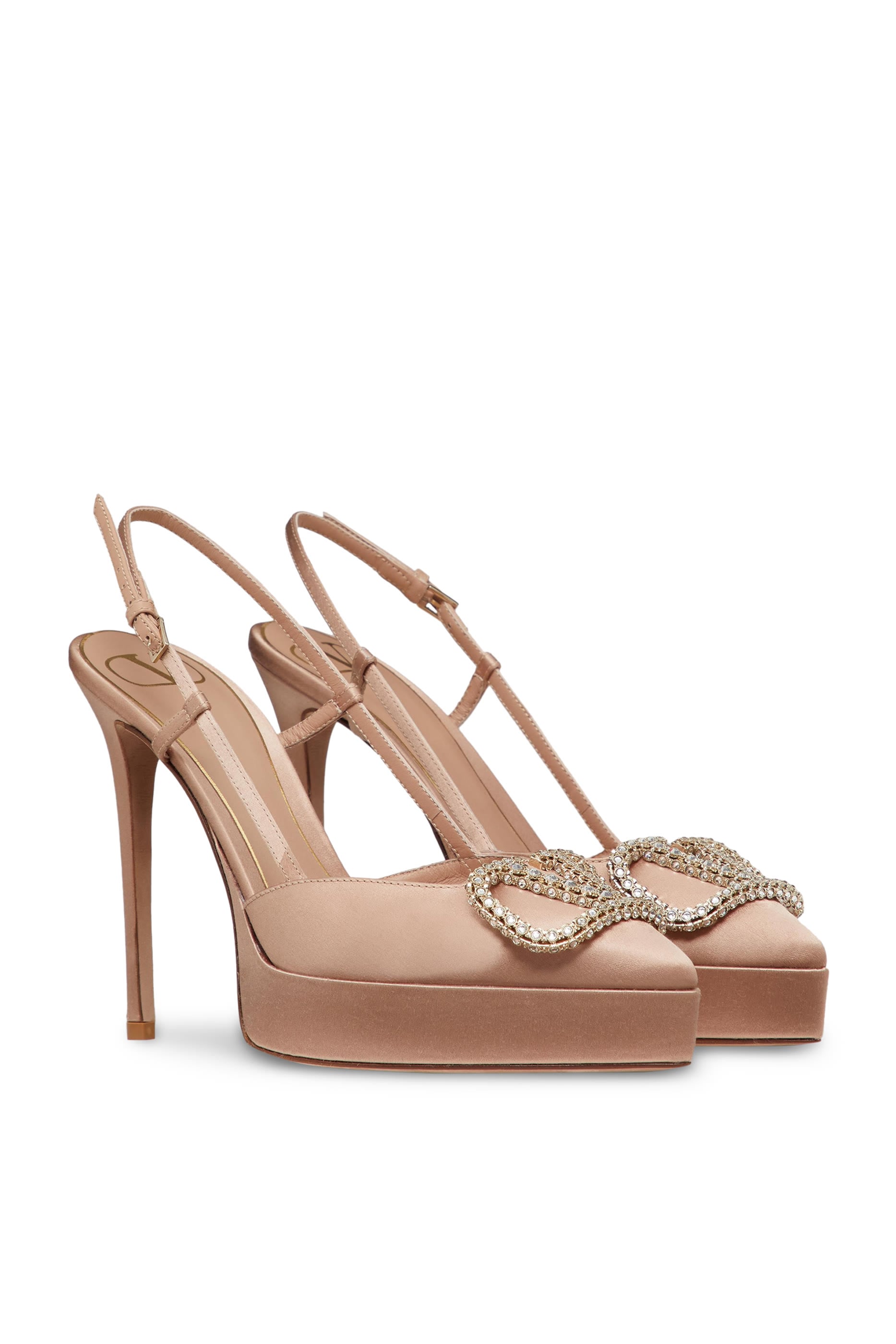 Valentino Garavani Vlogo Signature 120 Satin Slingback Platform Pumps