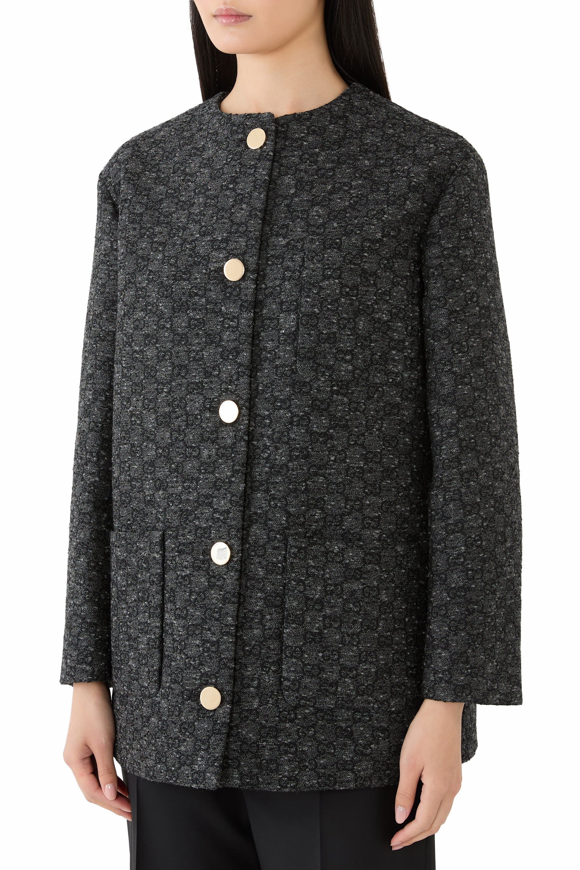  GG Boutonn&eacute; Wool Tweed Jacket