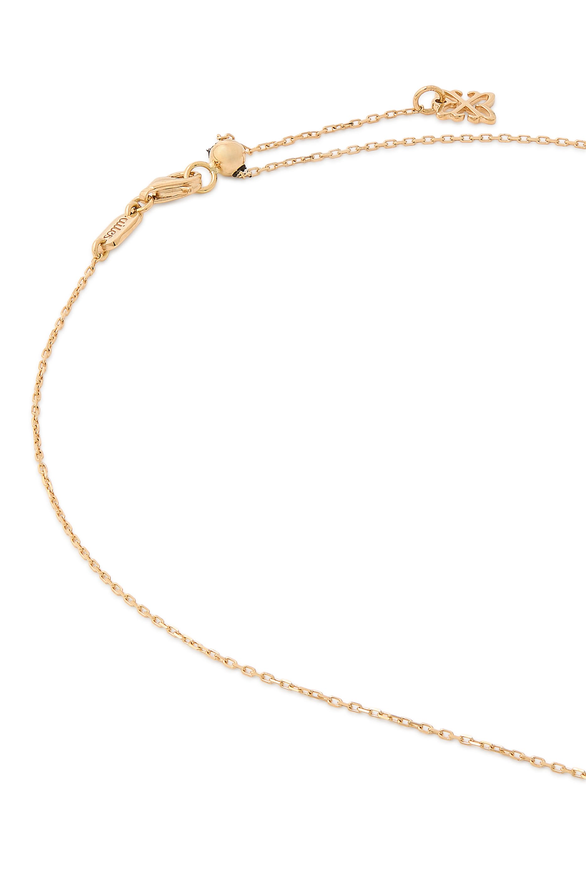 Coffee Mini Necklace, 18k Yellow Gold with Enamel & Diamonds