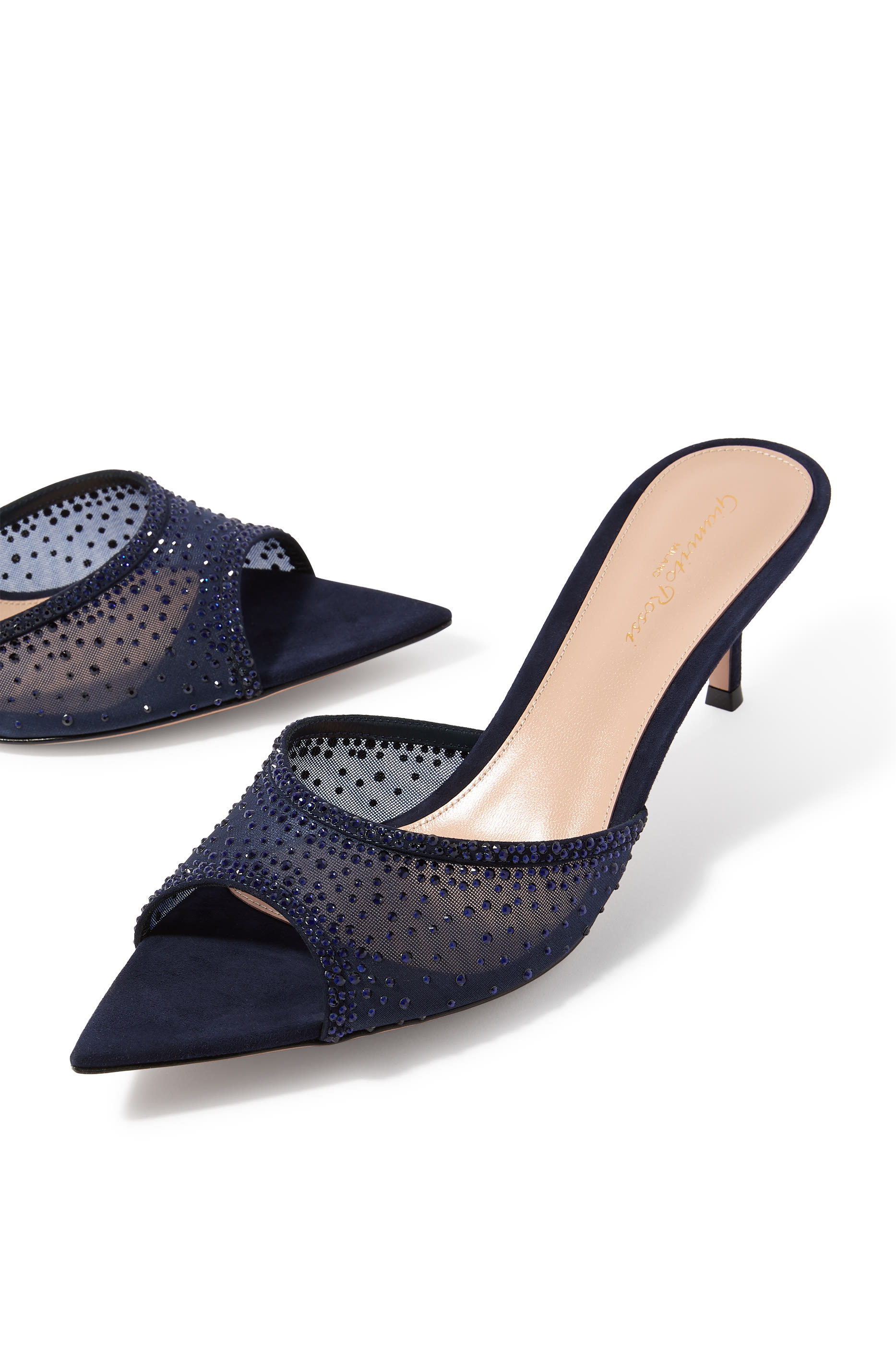 Rania 55 Embellished Mules in Suede and Organza 