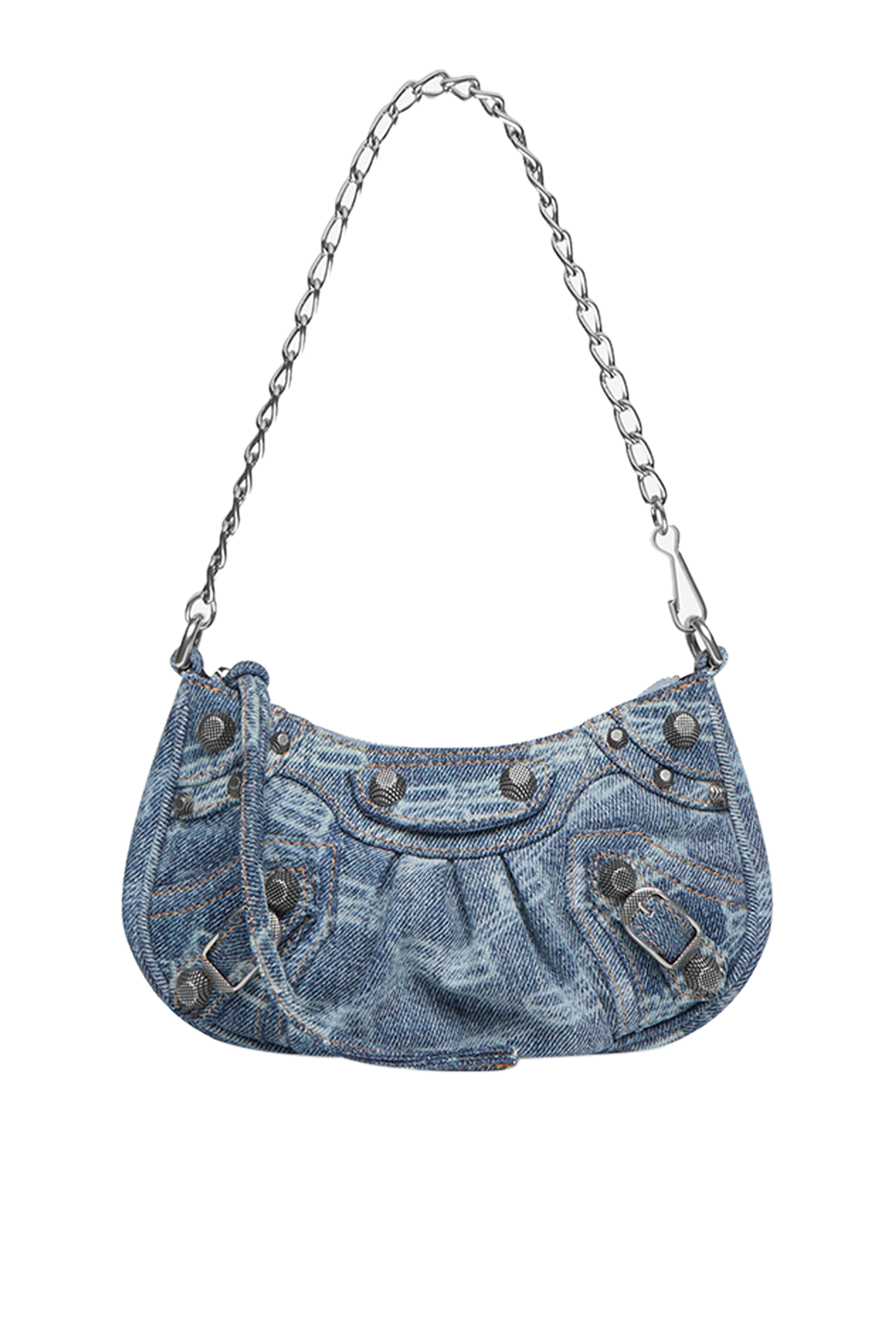Le Cagole Denim Mini Purse With Chain